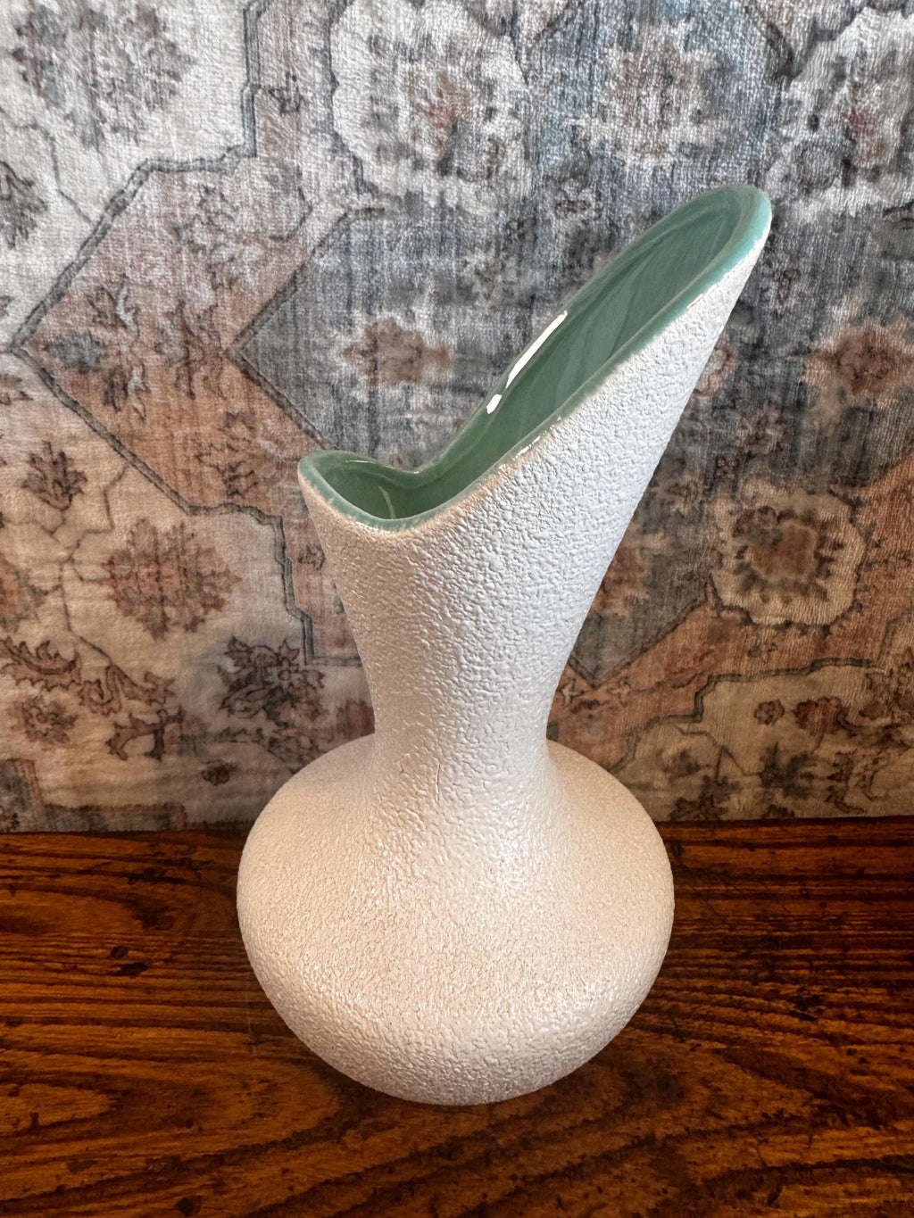Royal Haeger 1960s Turquoise and White Textured Vase