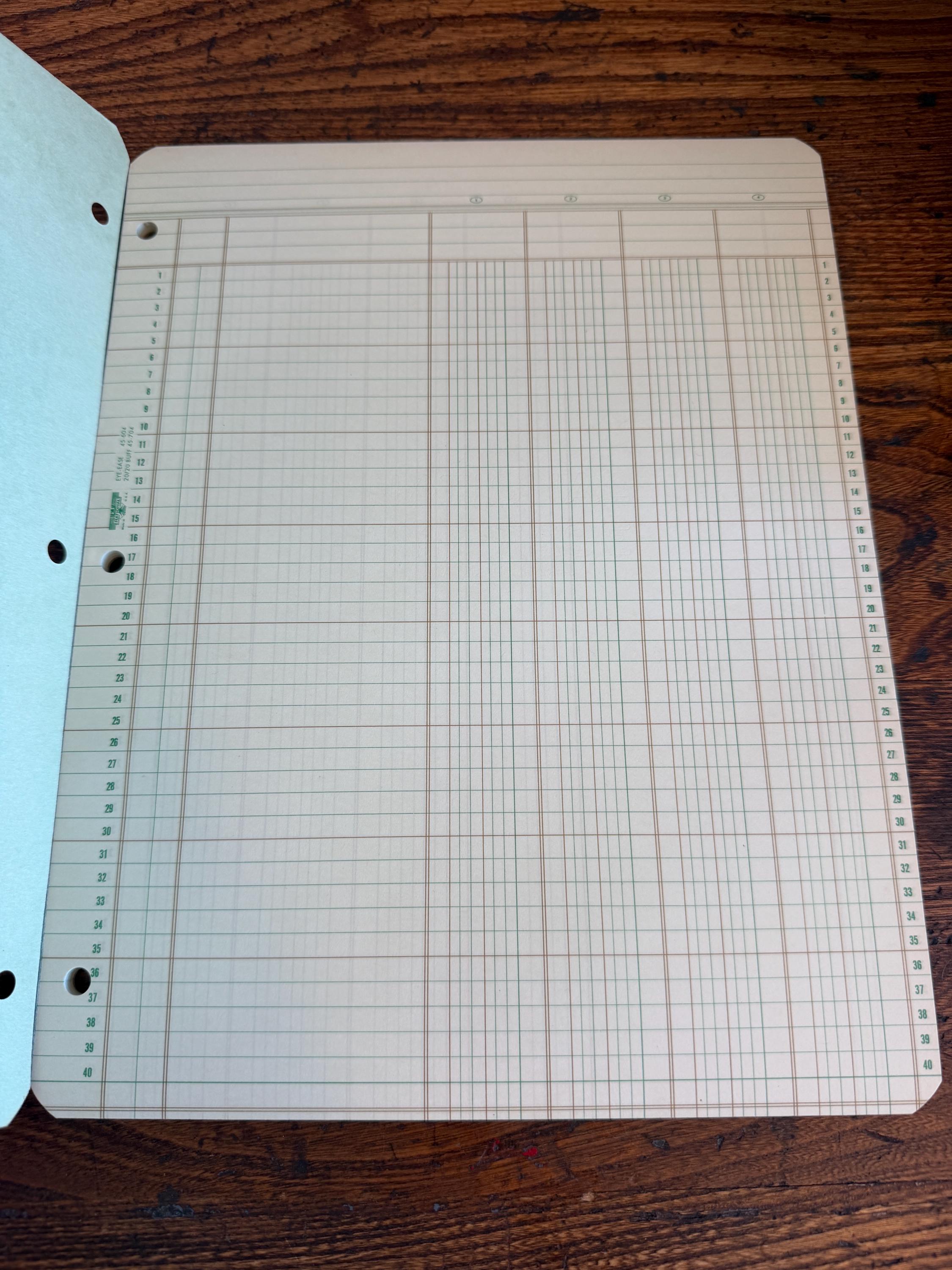 Eye-Ease Analysis Pad with Numbered Lines and Columns