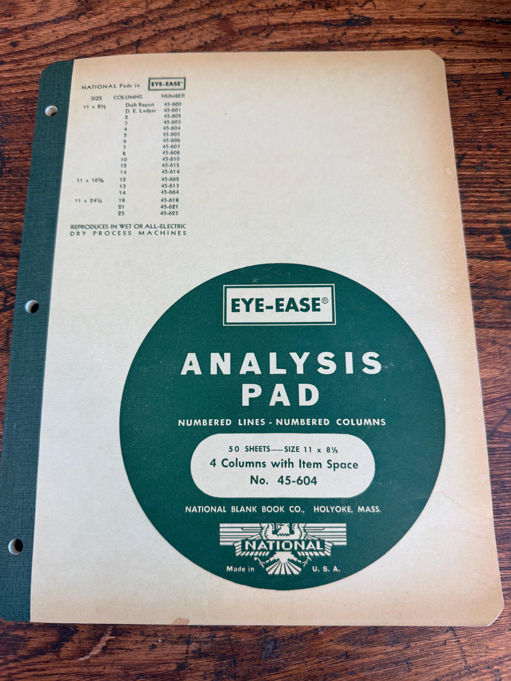 Eye-Ease Analysis Pad with Numbered Lines and Columns