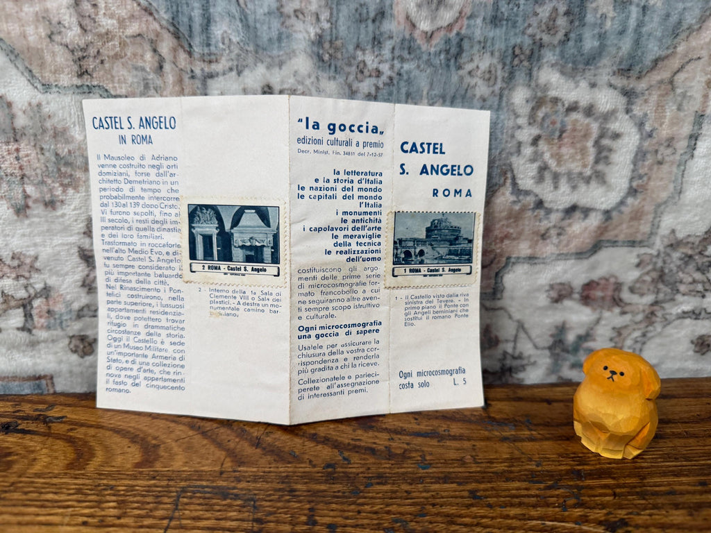 Castel S. Angelo Stamp Booklet with 10 Vintage Stamps, 1950s Rome Ephemera