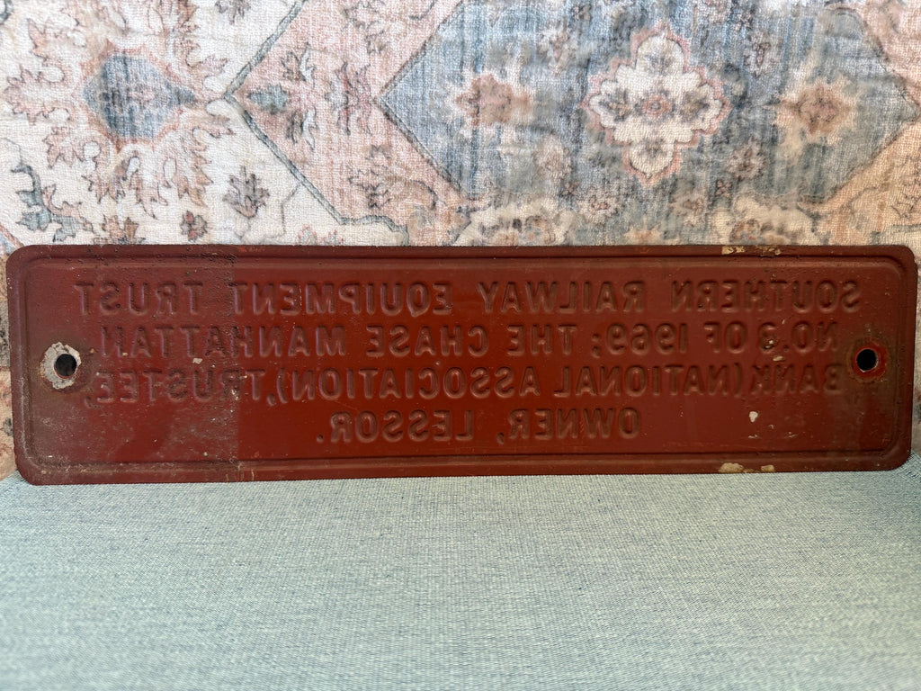 1969 Southern Railway Equipment Trust Plaque