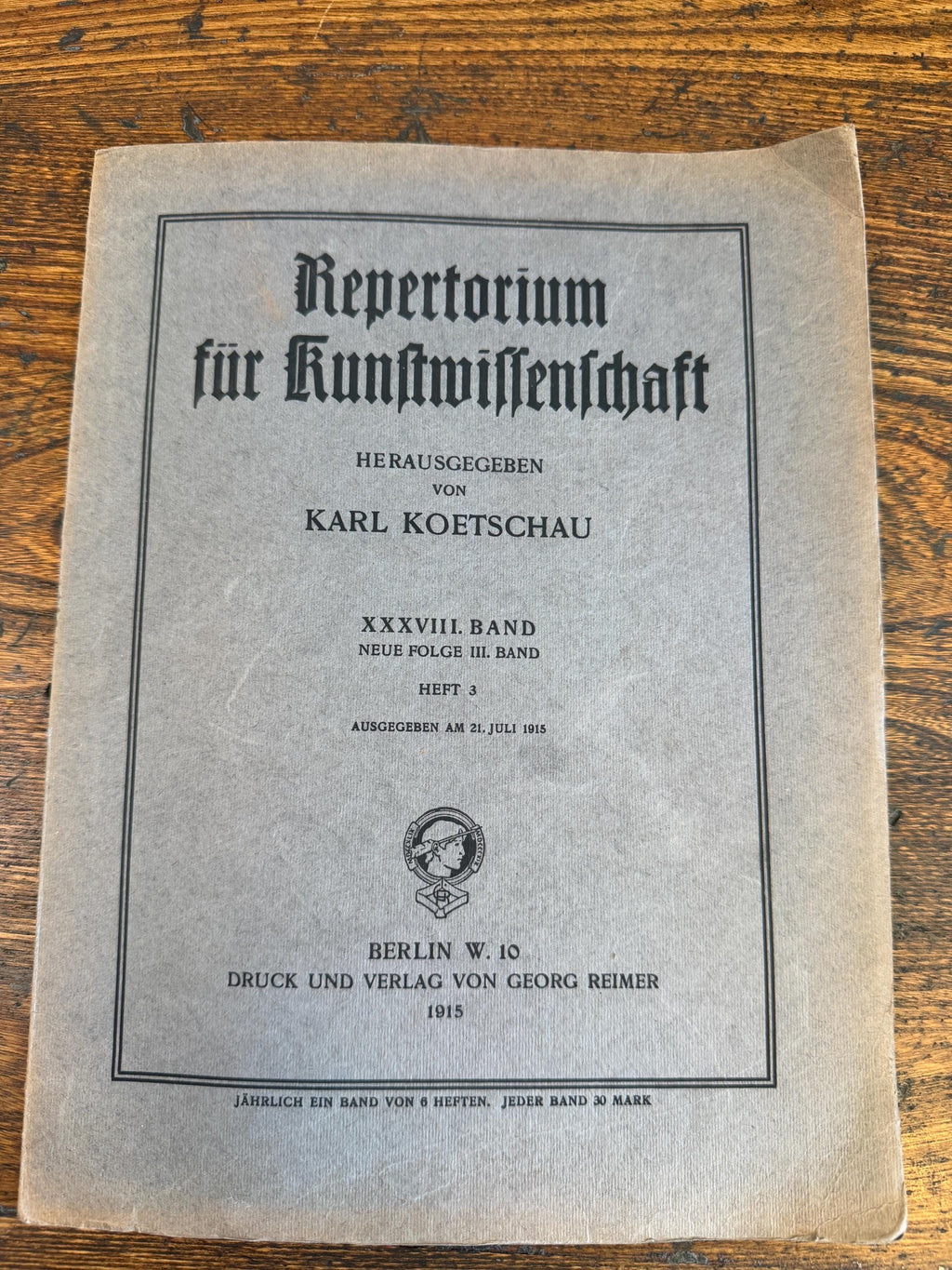Repertorium für Kunstwissenschaft by Karl Koetschau | 1913 Paperback