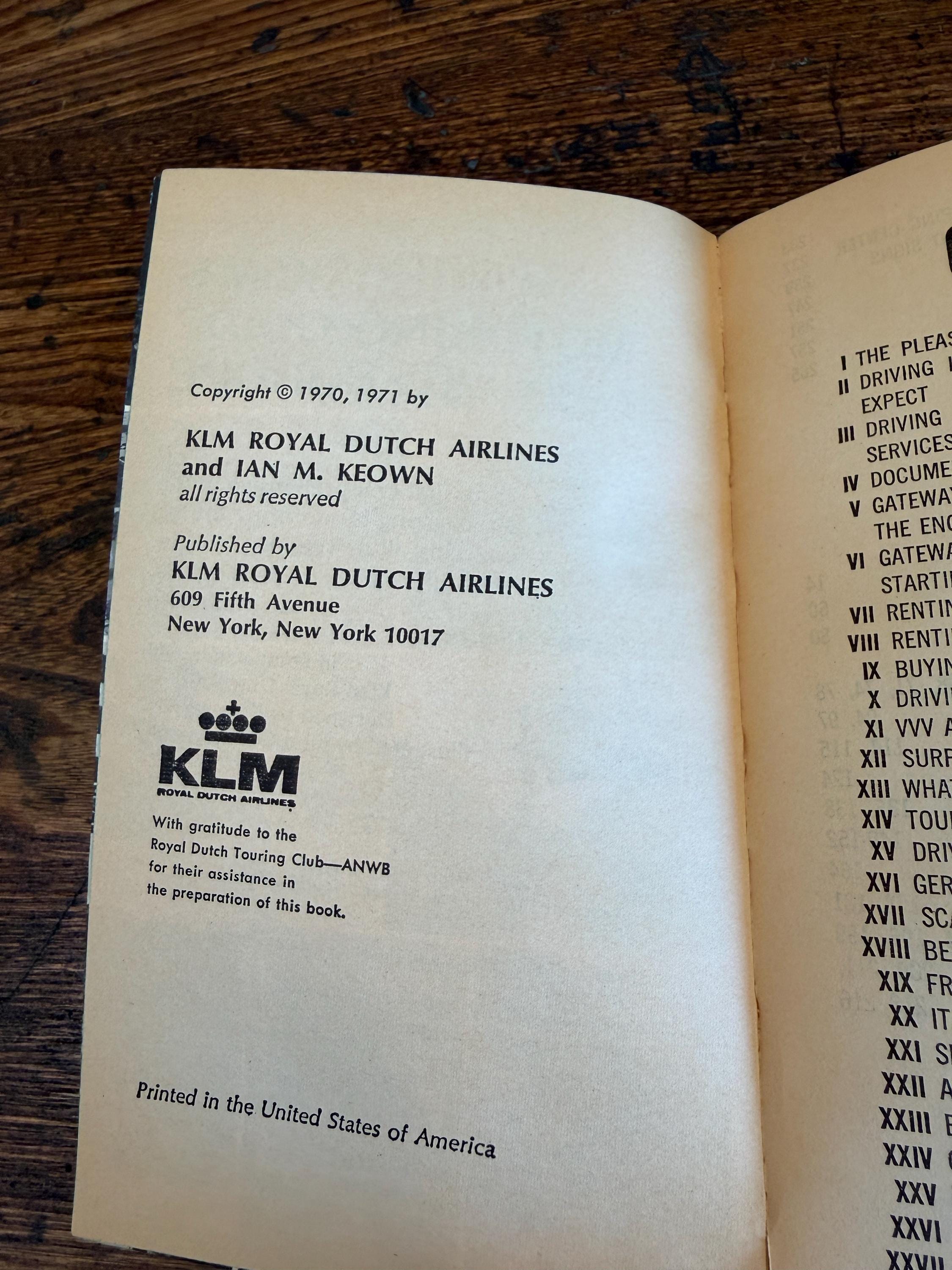 KLM'S Motoring Guide to Europe by Ian M. Keown | 1970 Paperback Travel Guide
