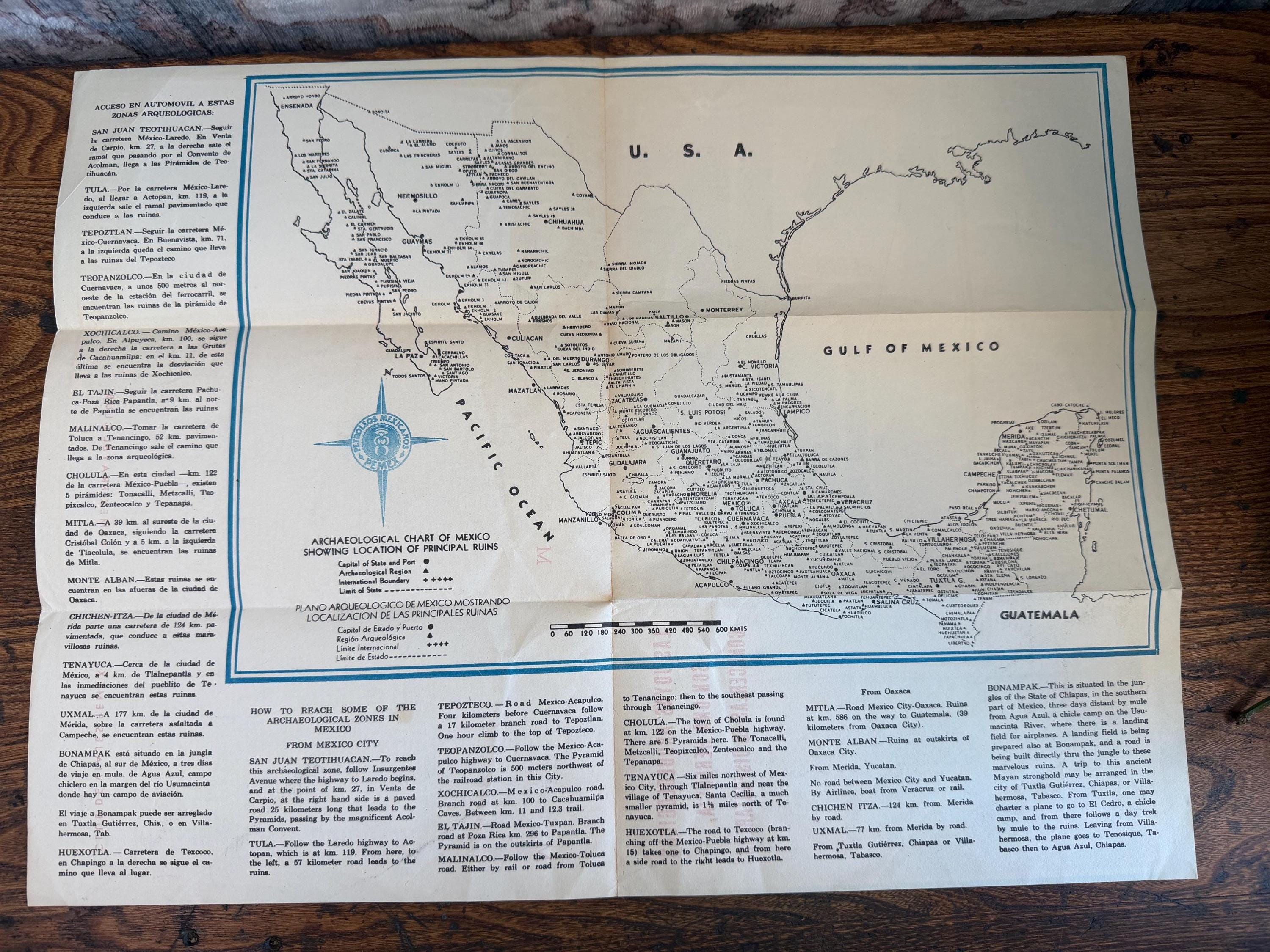 Archaeological Mexico (Arqueologico) | Mid-20th Century Archaeological Map