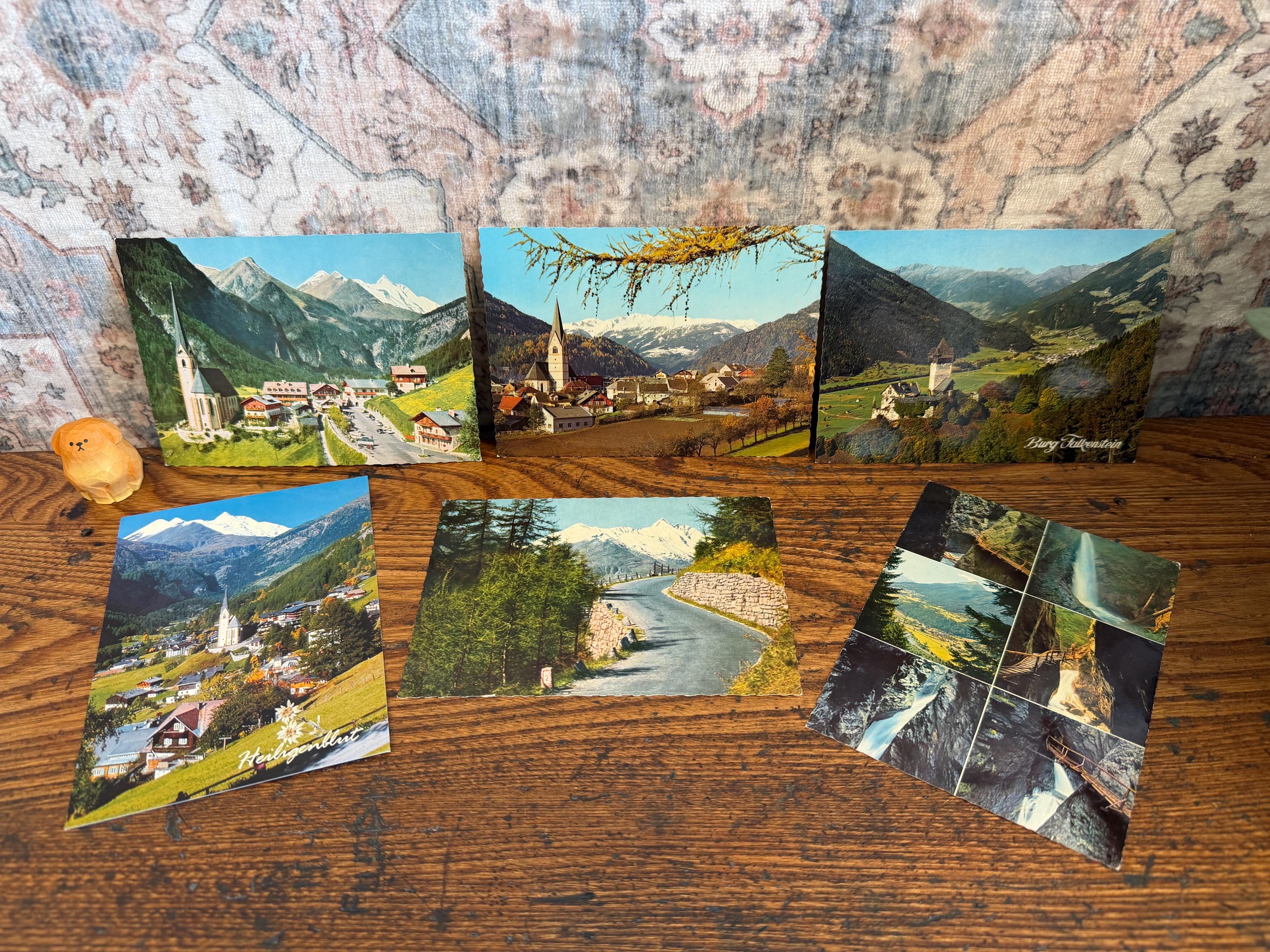 Lot of 6 Vintage Austrian Postcards Featuring Scenic Landscapes and Historic Sites