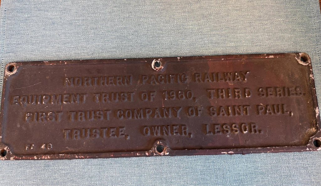 Northern Pacific Railway Equipment Trust Plate | 1960 Heavy Metal Railroad Memorabilia