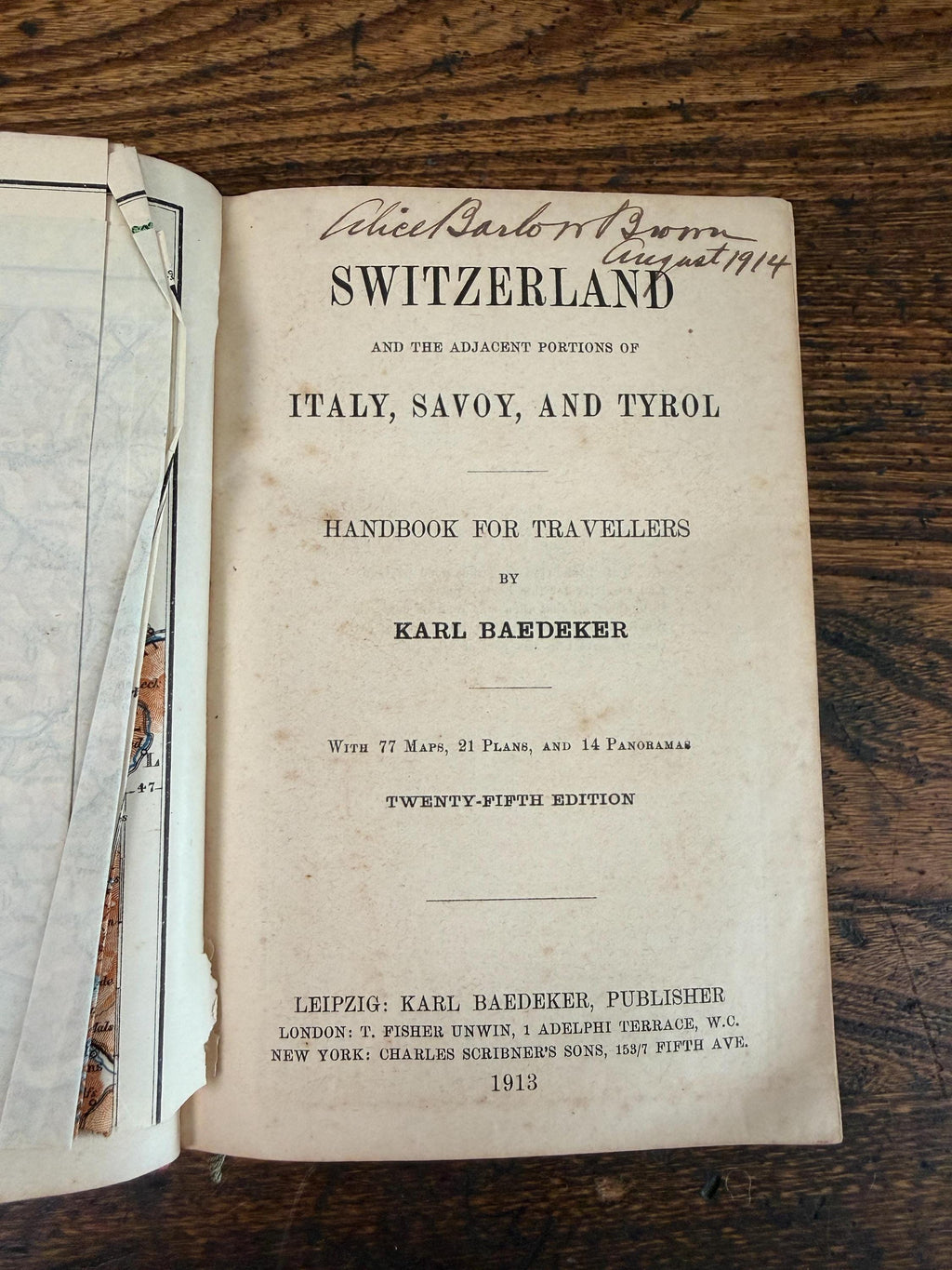 Antique 1913 Baedeker Switzerland Travel Guide Karl Baedeker Red Hardcover