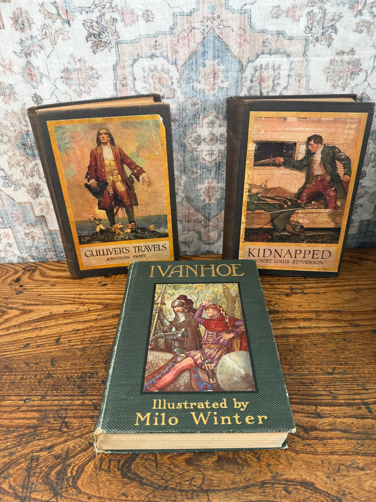 Kidnapped-Gulliver's Travels-Ivanhoe Illustrated Classics Set | 1920s Hardbacks