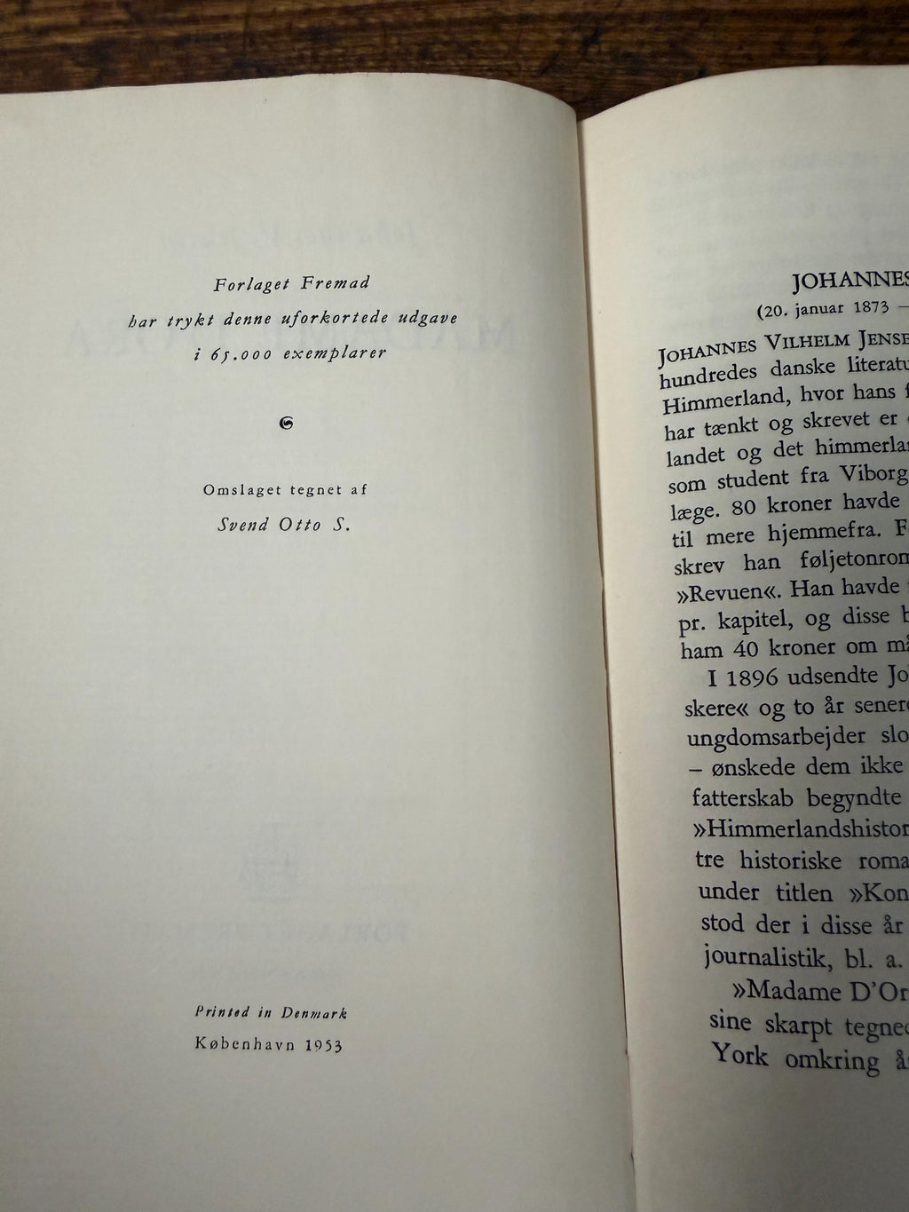 Madame D’Ora by Johannes V. Jensen | 1953 Danish Hardcover Novel