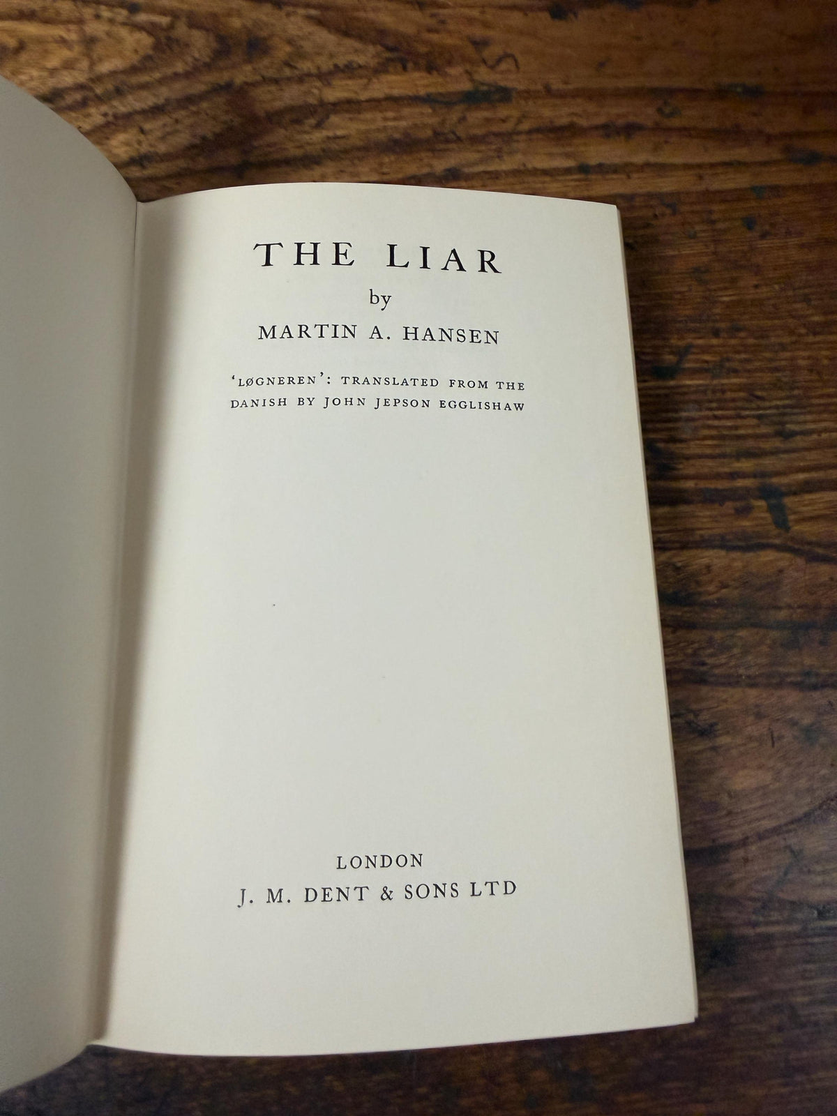 The Liar Martin A. Hansen | 1954 Hardcover