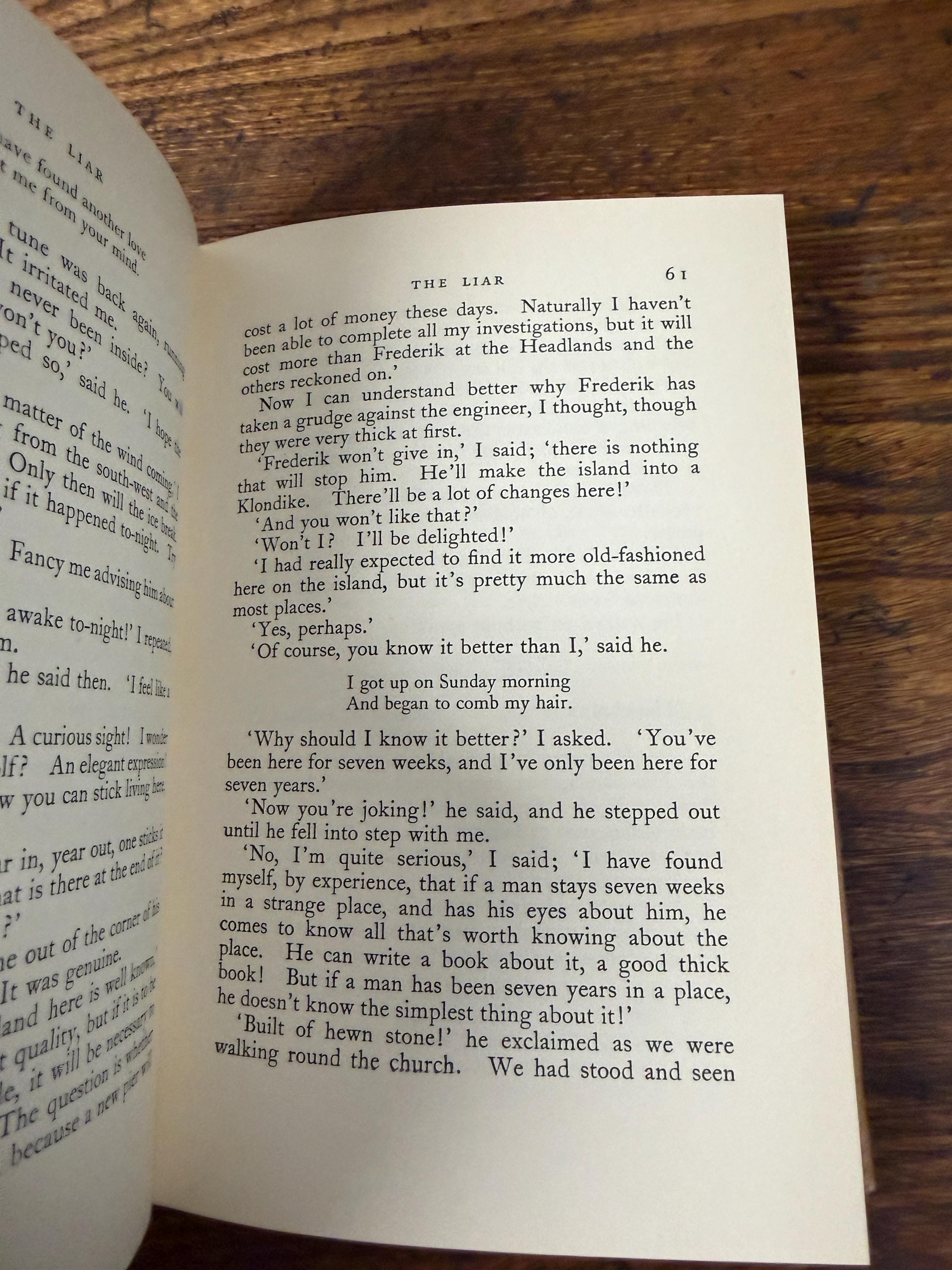 Vintage 1954 The Liar Martin A. Hansen Hardcover Danish Novel in Translation