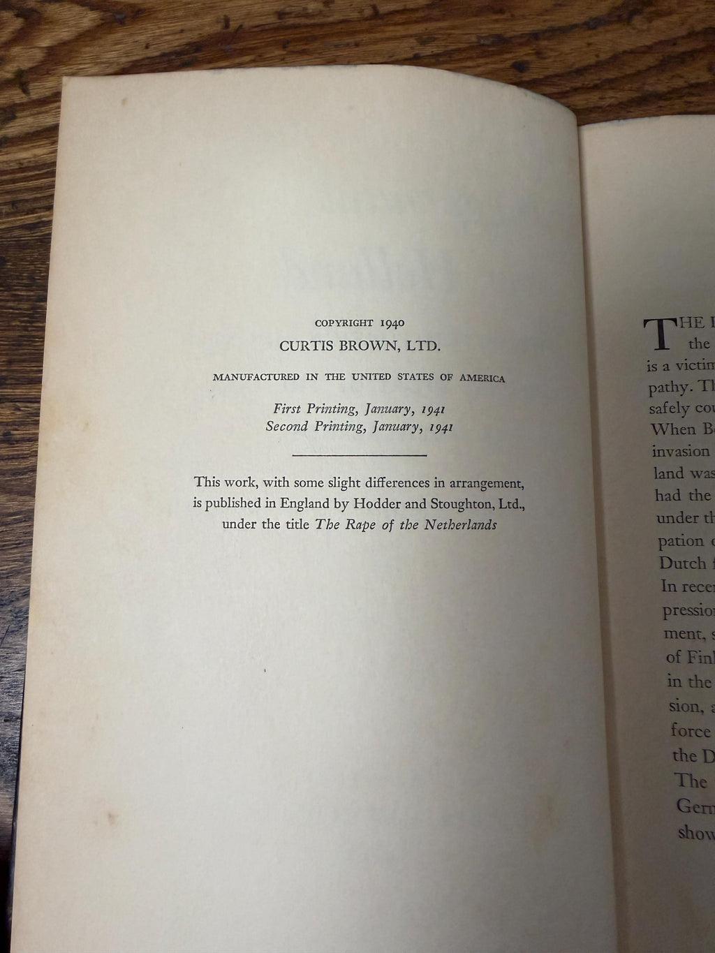 Juggernaut Over Holland by E. N. van Kleffens | 1941 Hardback, Second Printing