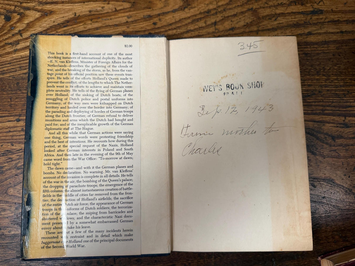 Juggernaut Over Holland by E. N. van Kleffens | 1941 Hardback, Second Printing