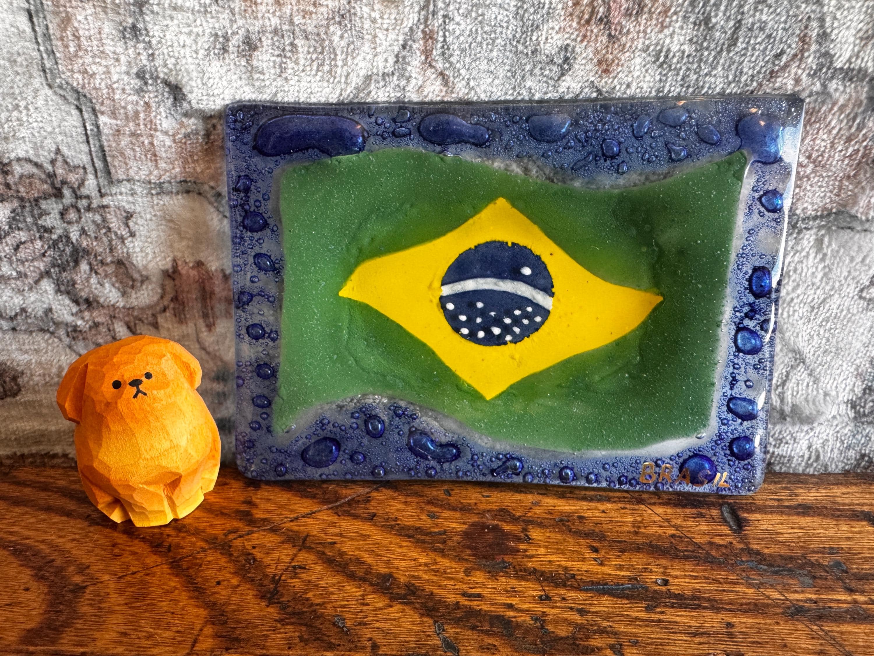 Brasil Flag Glass Decorative Plate