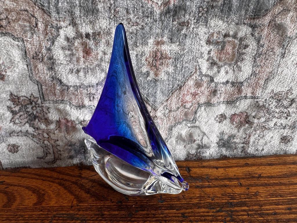Hand Blown Glass Sailboat in Murano Style