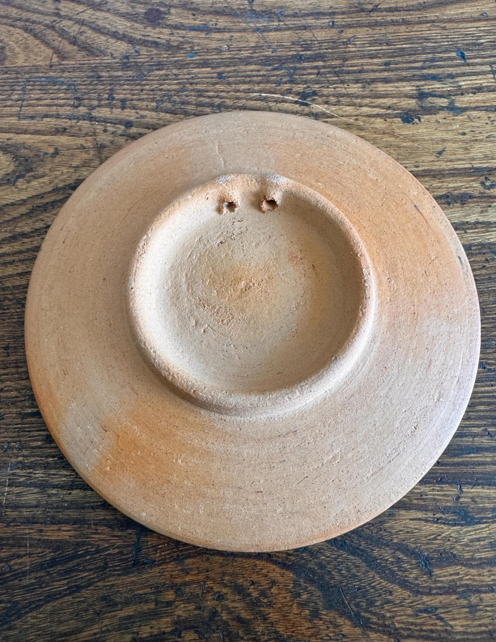 Panama Terracotta Decorative Plate with Hand-Painted Design