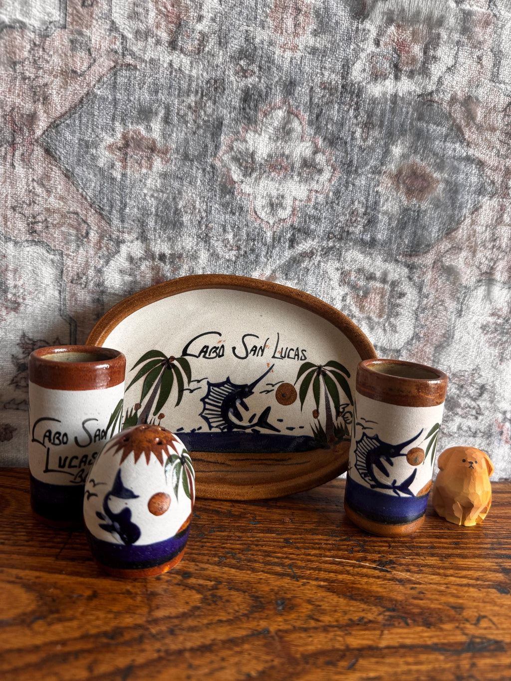 Cabo San Lucas Hand-Painted Plate and Tumbler Set