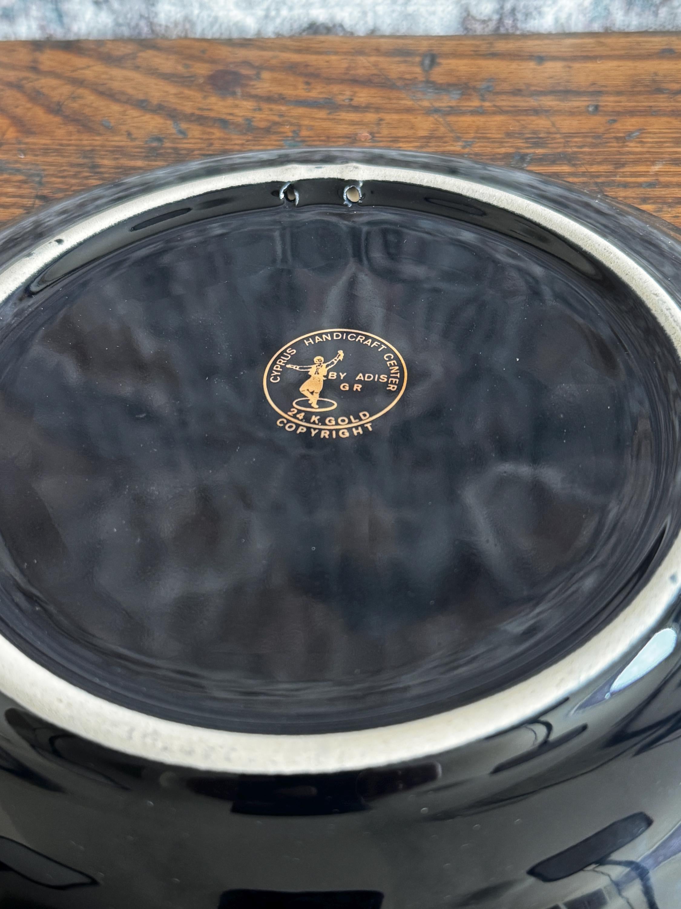 Cyprus Handcraft Decorative Plate with 24K Gold Detailing