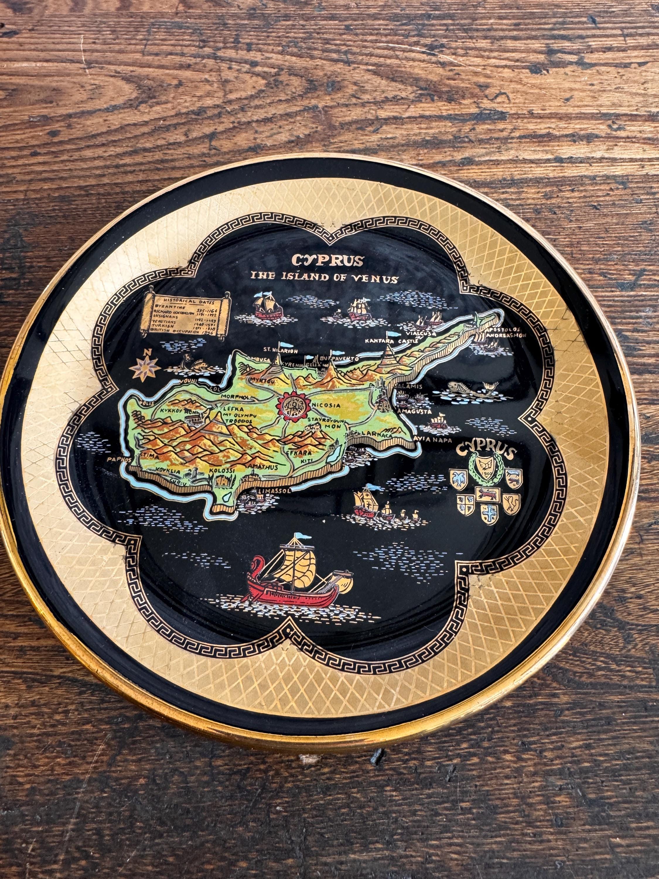 Cyprus Handcraft Decorative Plate with 24K Gold Detailing