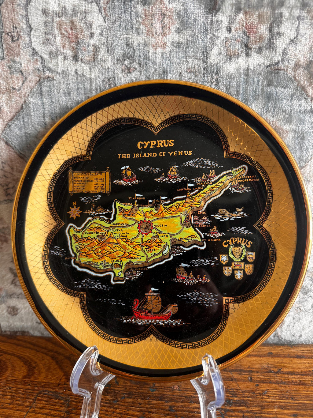 Cyprus Handcraft Decorative Plate with 24K Gold Detailing