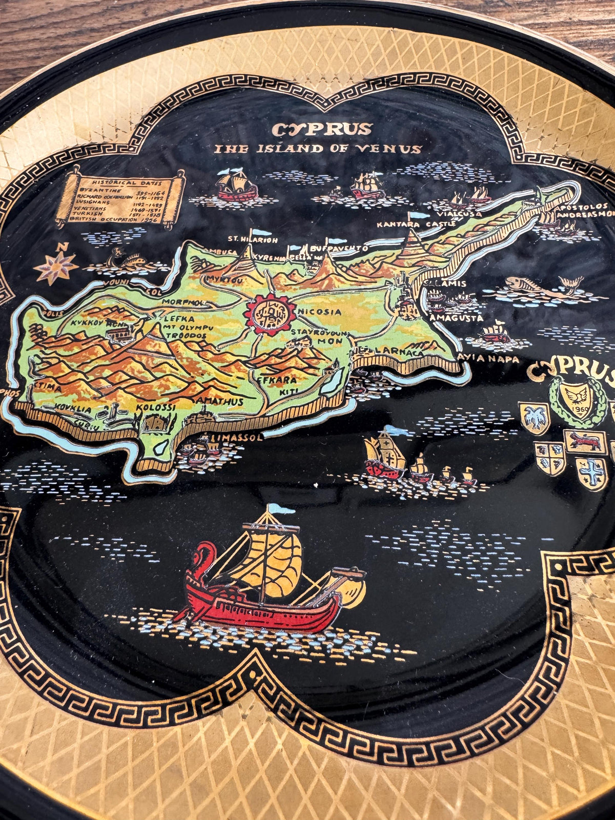 Cyprus Handcraft Decorative Plate with 24K Gold Detailing