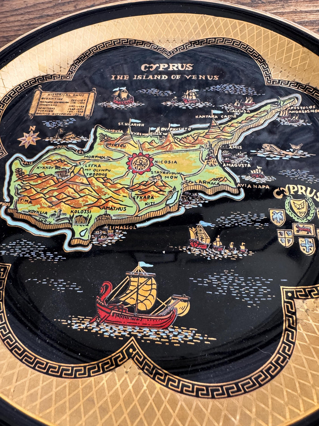 Cyprus Handcraft Decorative Plate with 24K Gold Detailing