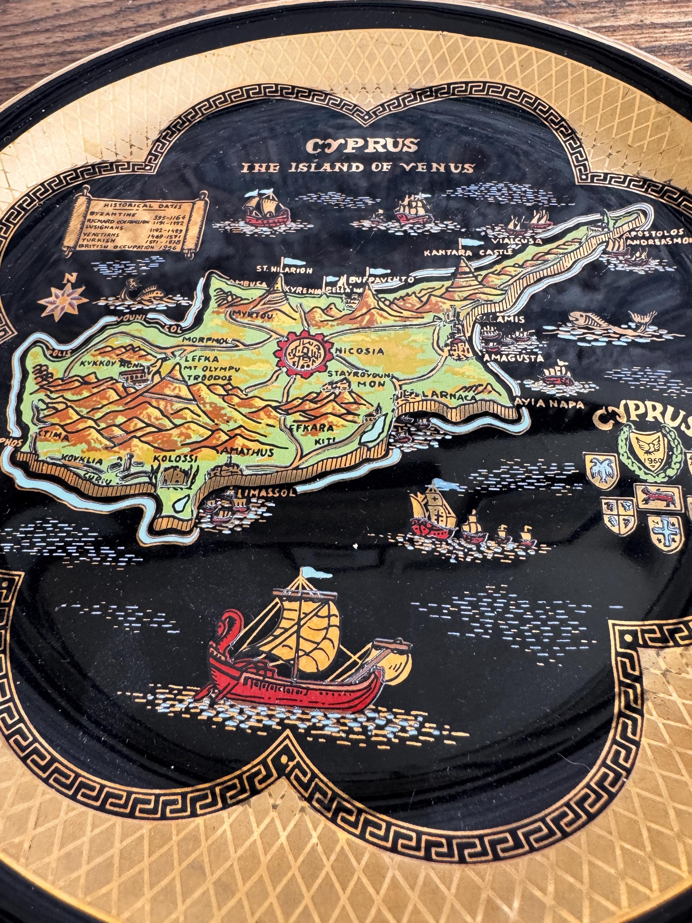 Cyprus Handcraft Decorative Plate with 24K Gold Detailing
