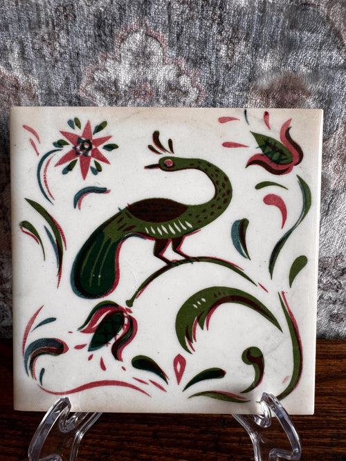 1940s Wheeling Peacock Silkscreened Tile