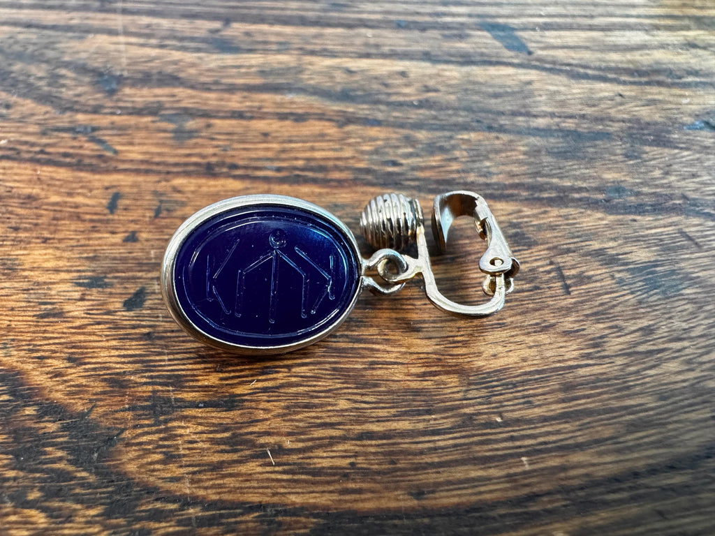 Blue Scarab Clip-On Earrings