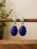 Blue Scarab Clip-On Earrings