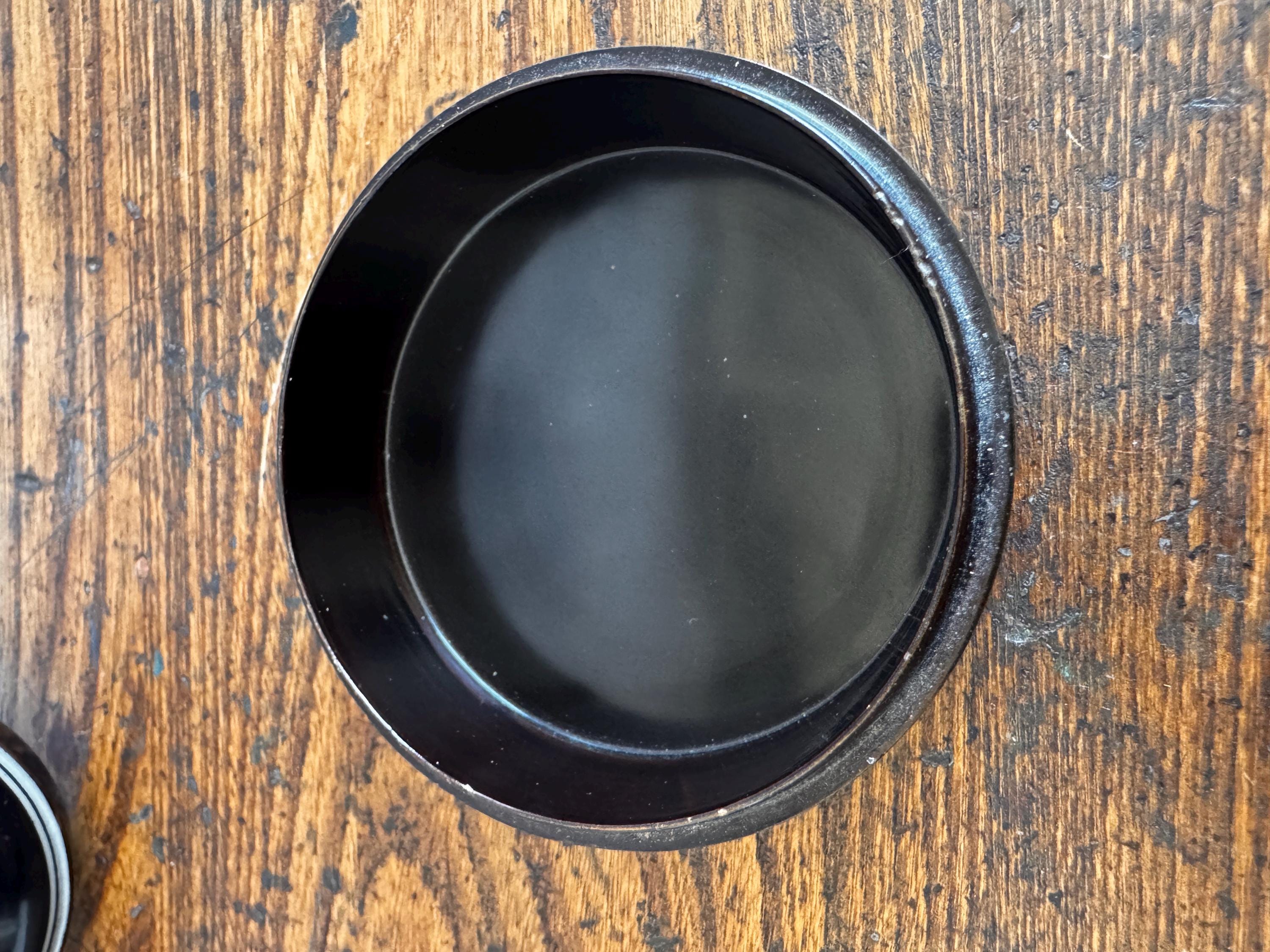 Decorative Black Lacquered Round Box with Butterfly Design