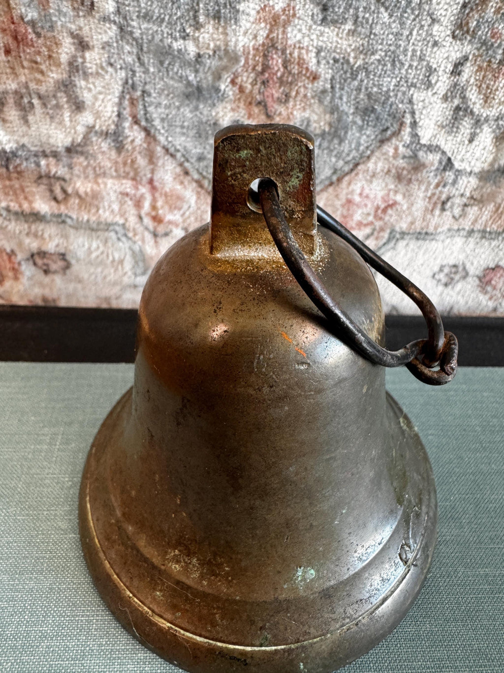 Heavy Metal Bell Large Rustic Farmhouse Bell with Clapper Primitive Wall Decor