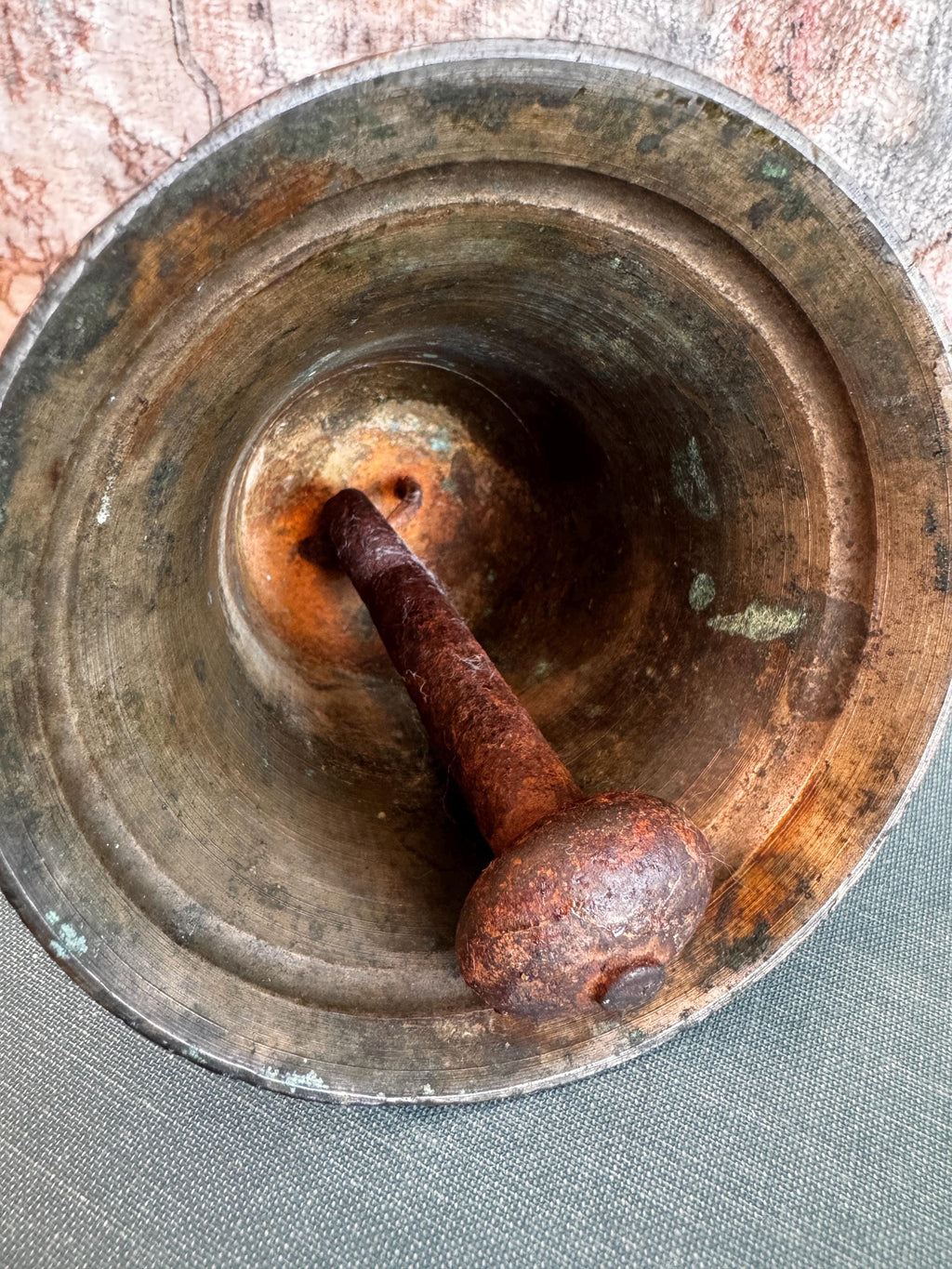 Heavy Metal Bell Large Rustic Farmhouse Bell with Clapper Primitive Wall Decor