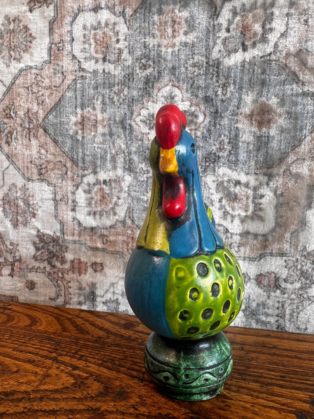 Vintage Colorful Ceramic Rooster Candle Holder