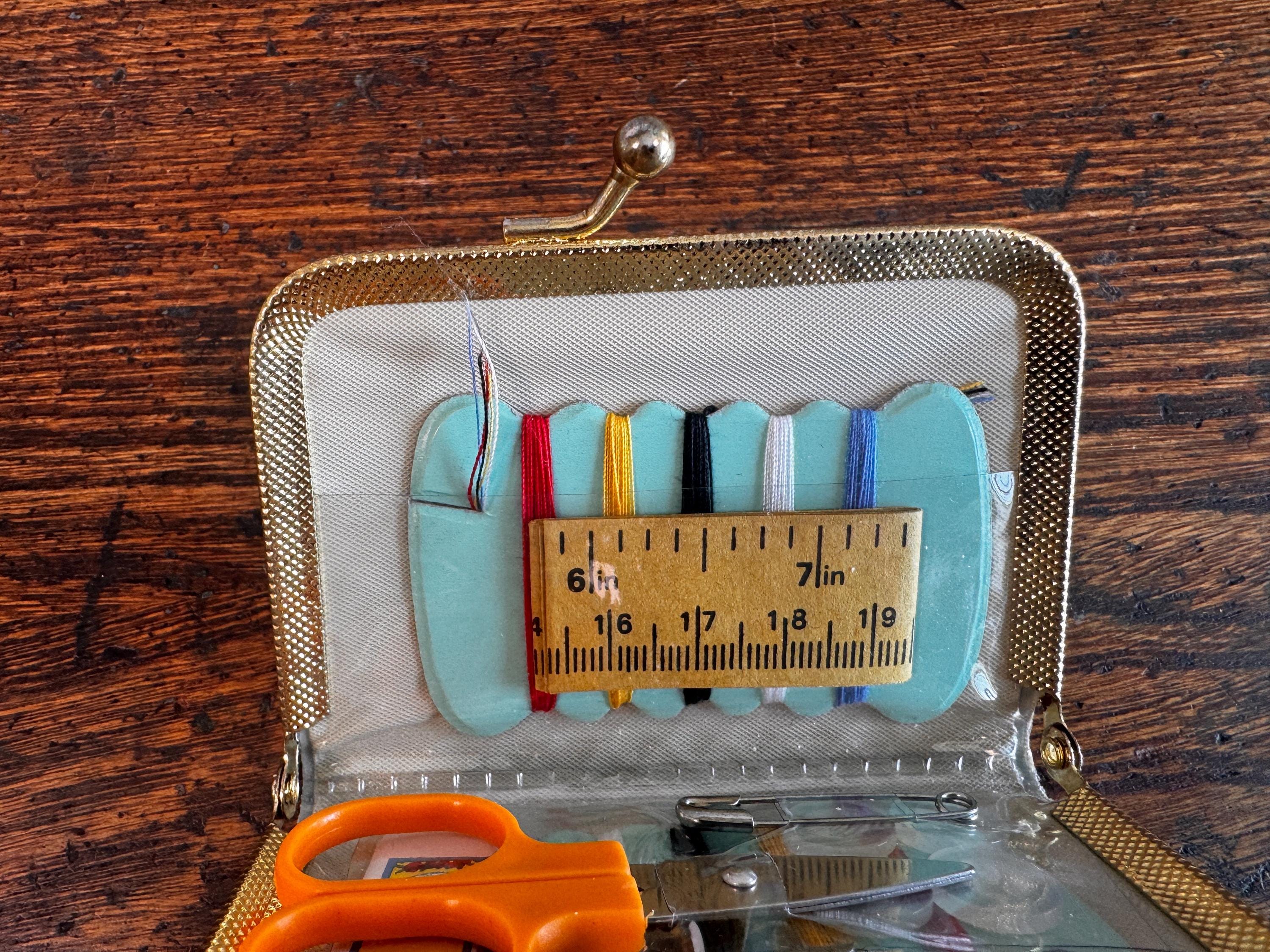 Mini Sewing Kit in Gold Quilted Clutch Case