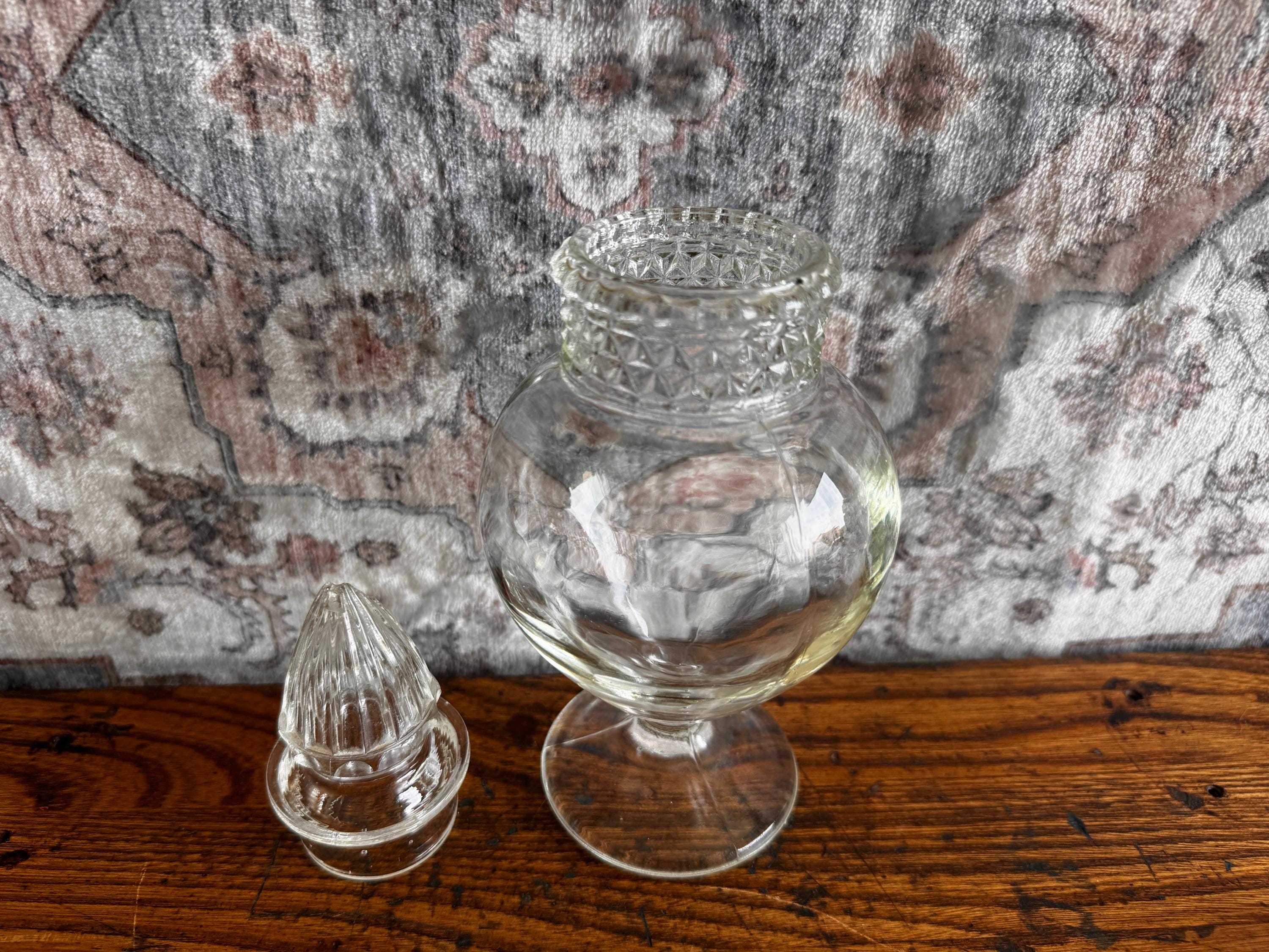 Vintage Tiffin Dakota Glass Apothecary Jar with Decorative Lid