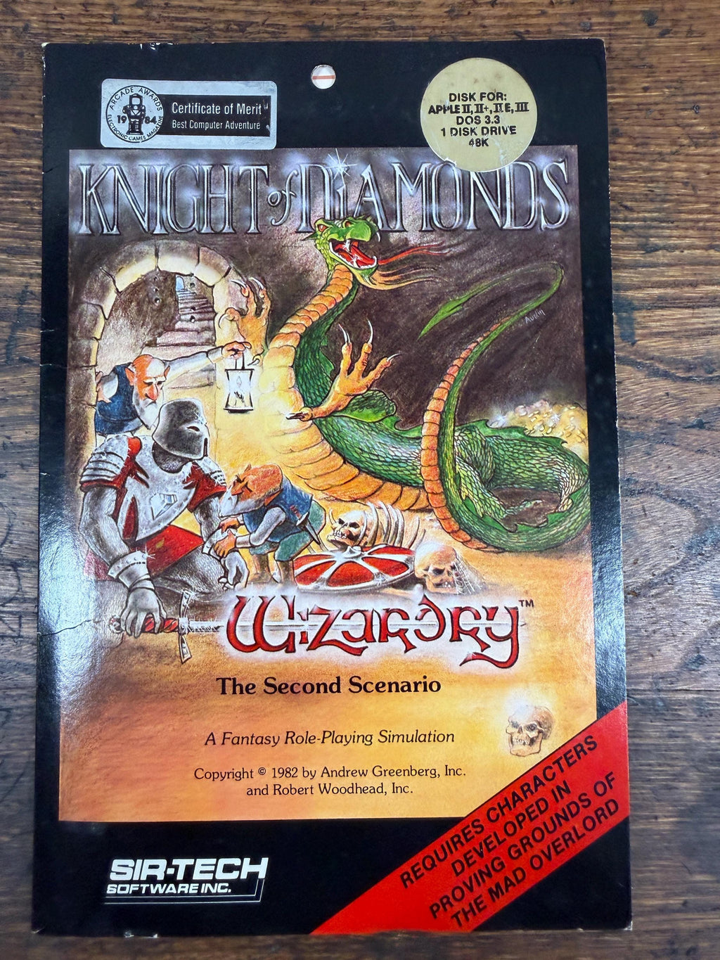 Sir-Tech Knight of Diamonds Wizardry The Second Scenario | 1982 Vintage Computer Game Disk