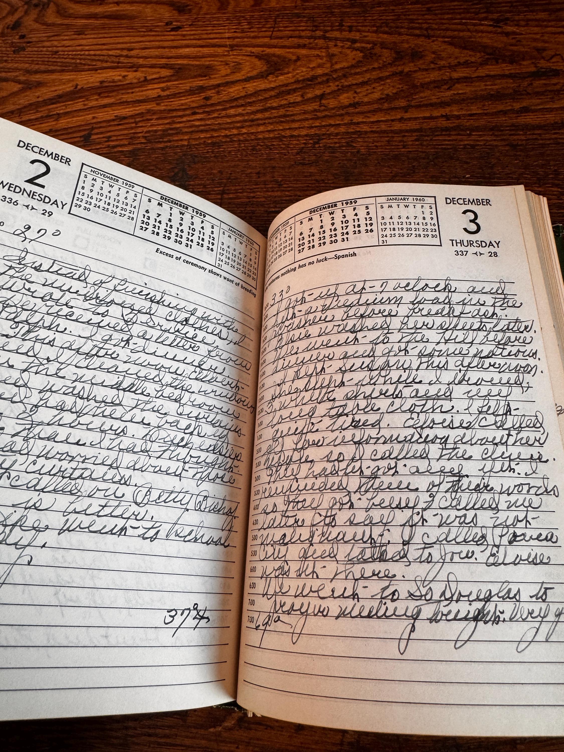 Dailyguide The Silent Secretary 1959 Diary - Oklahoma Woman's Handwritten Entries