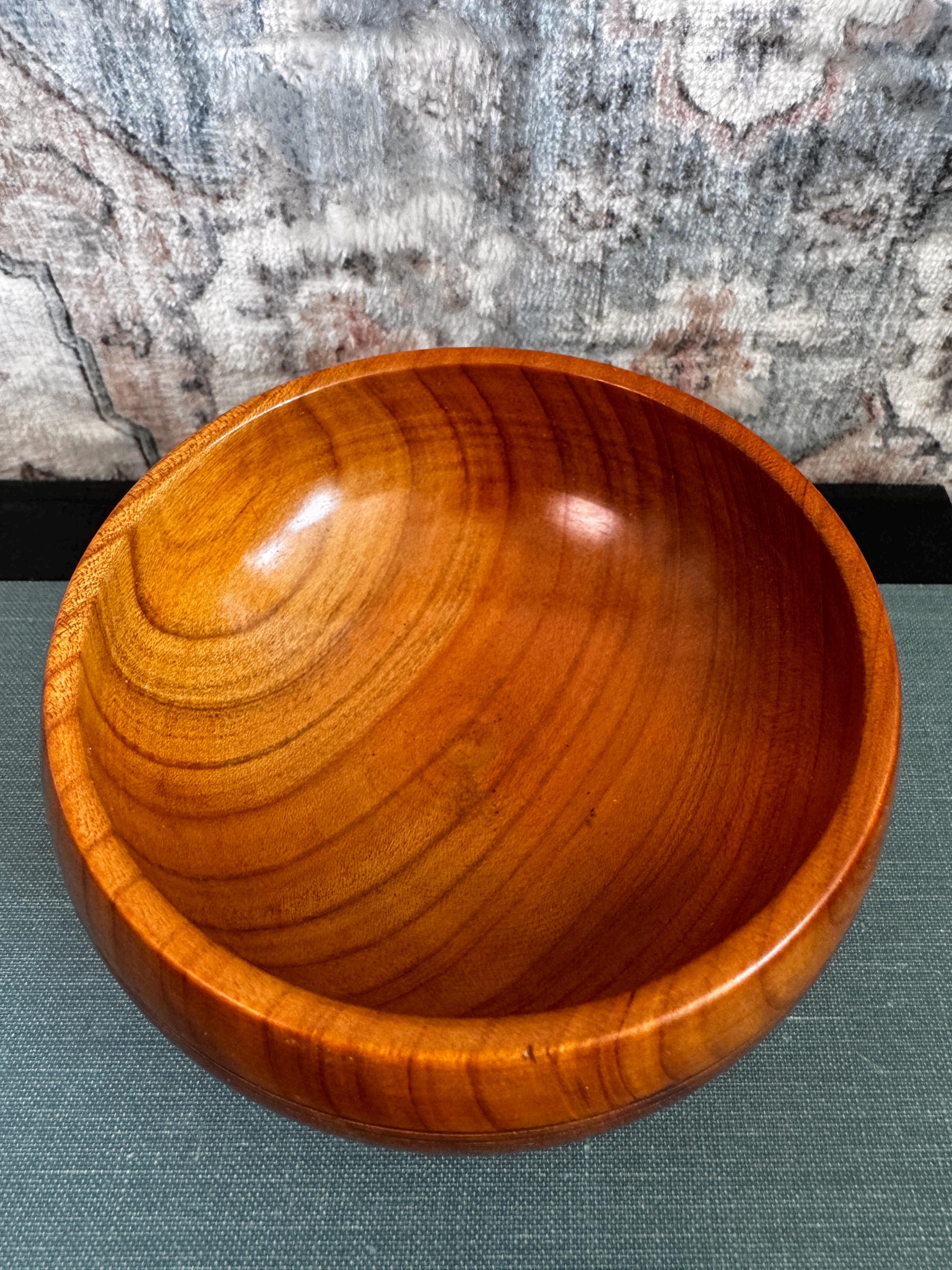 Hand-Carved Wooden Lidded Bowl with Decorative Lid