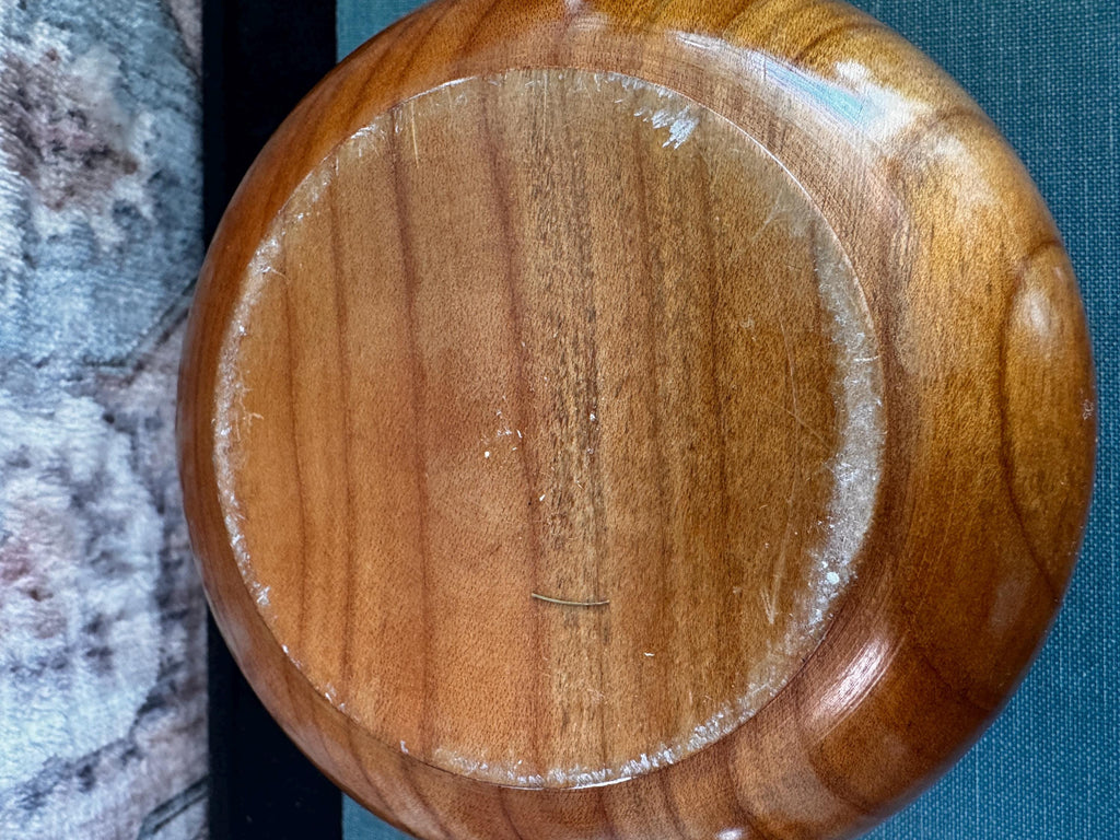 Hand-Carved Wooden Lidded Bowl with Decorative Lid