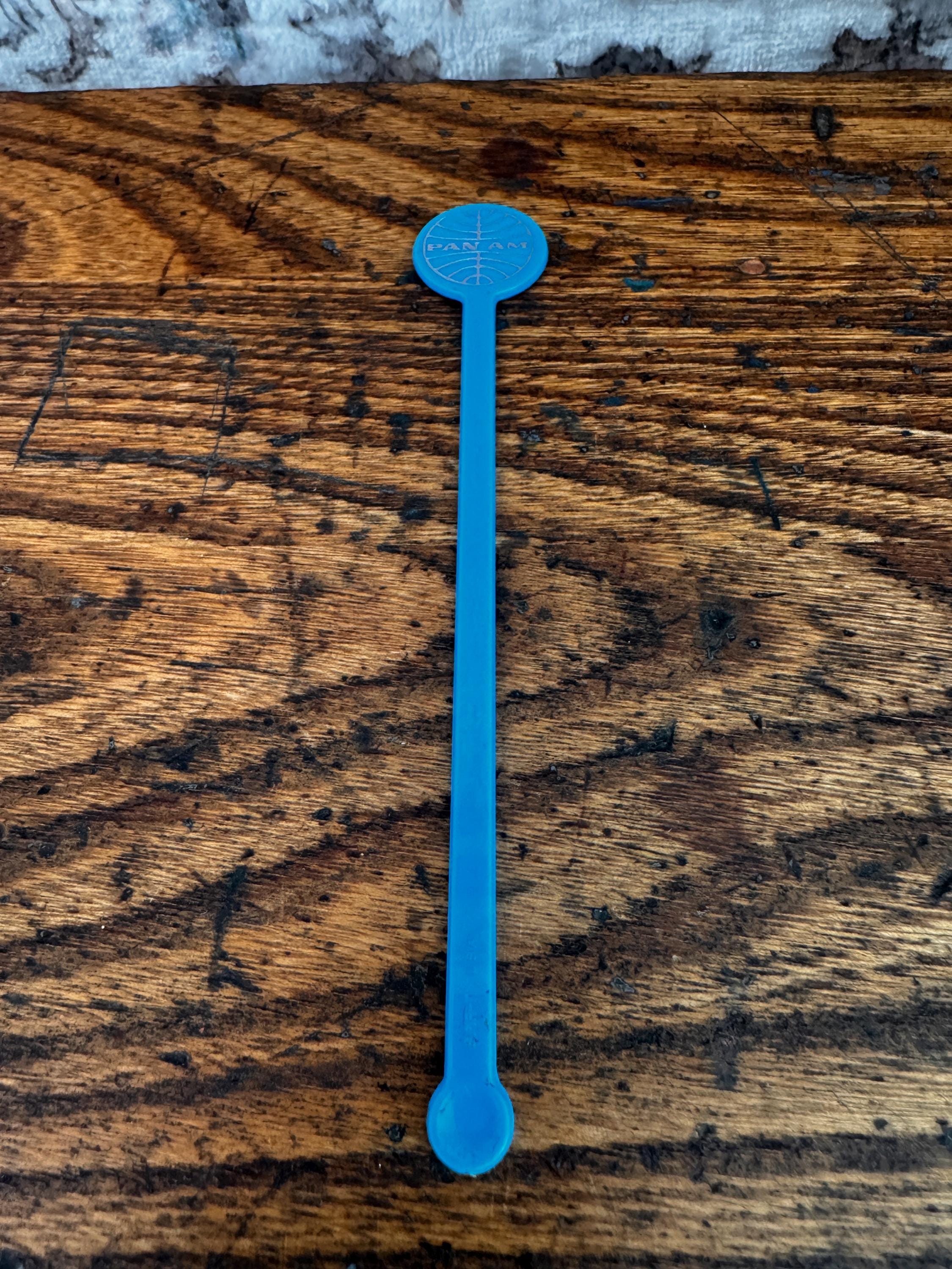Pan Am Blue Plastic Drink Stir Stick