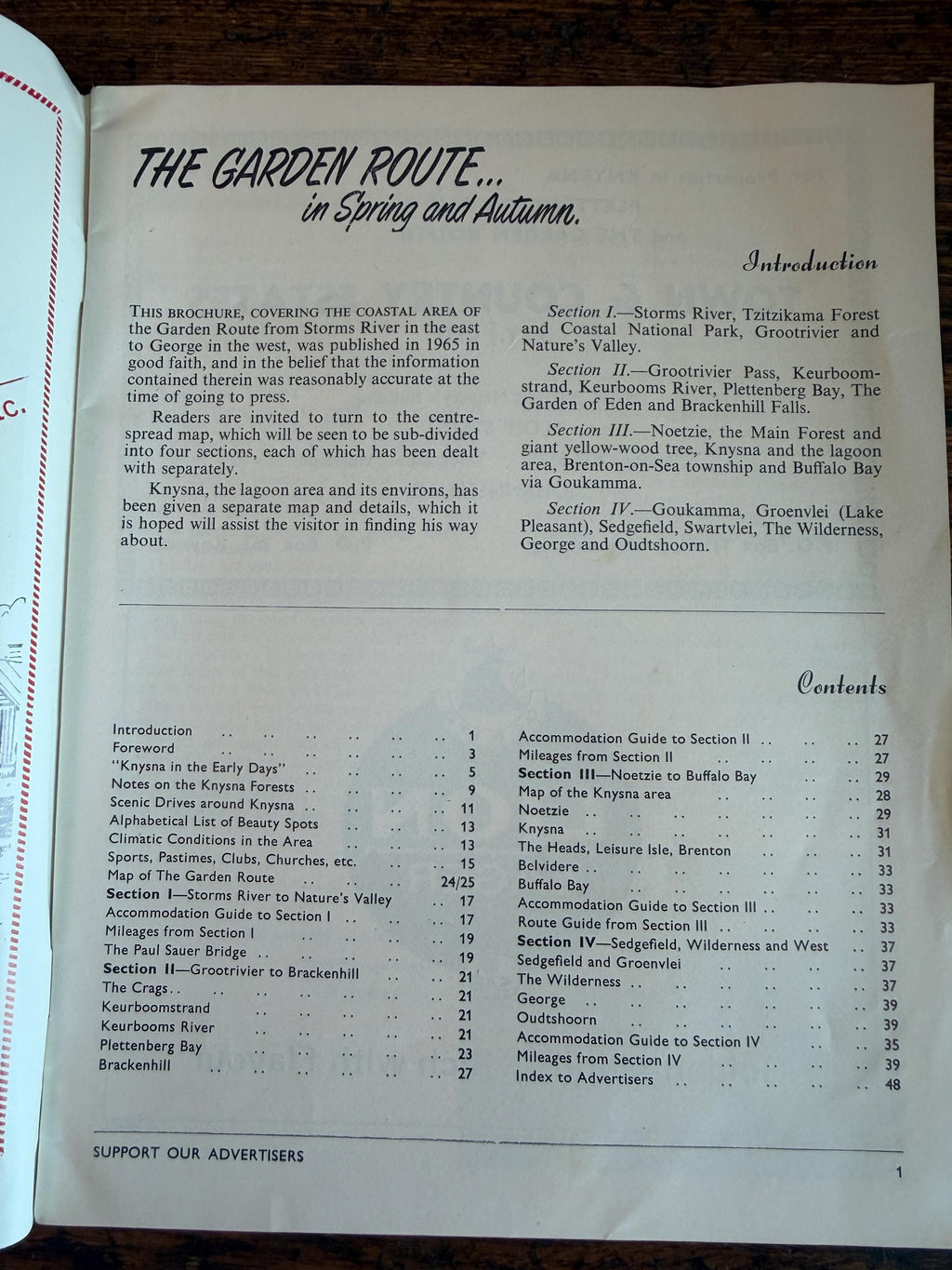 THE GARDEN ROUTE... in Spring and Autumn by The Publicity Association of Knysna Plettenberg Bay and District | 1965 Book