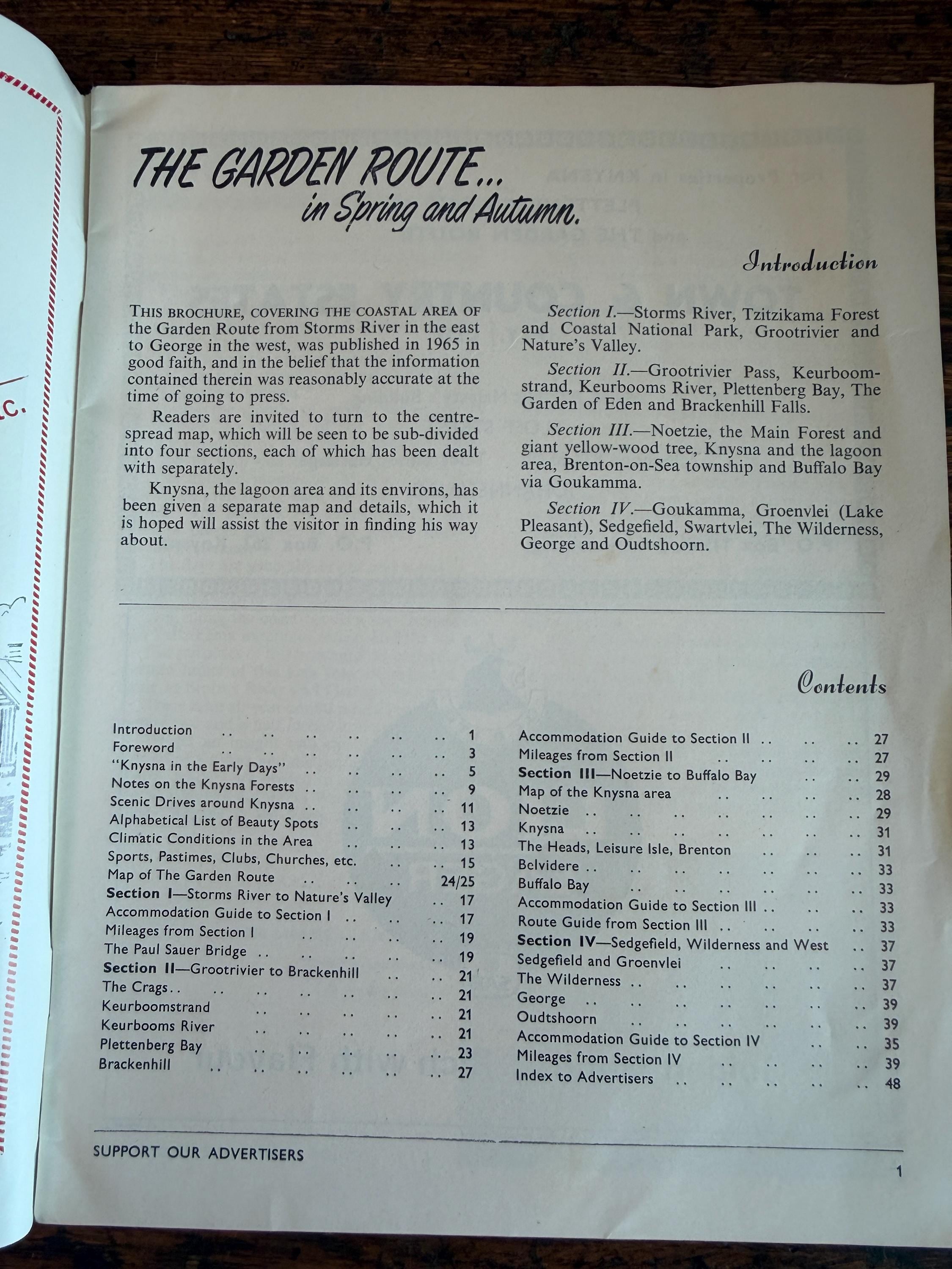THE GARDEN ROUTE... in Spring and Autumn by The Publicity Association of Knysna Plettenberg Bay and District | 1965 Book