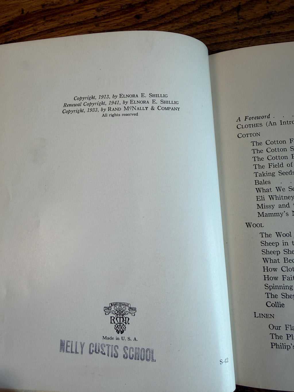 THE FOUR WONDERS Cotton - Wool - Linen - Silk by Elnora E. Shillig | 1913 Hardback