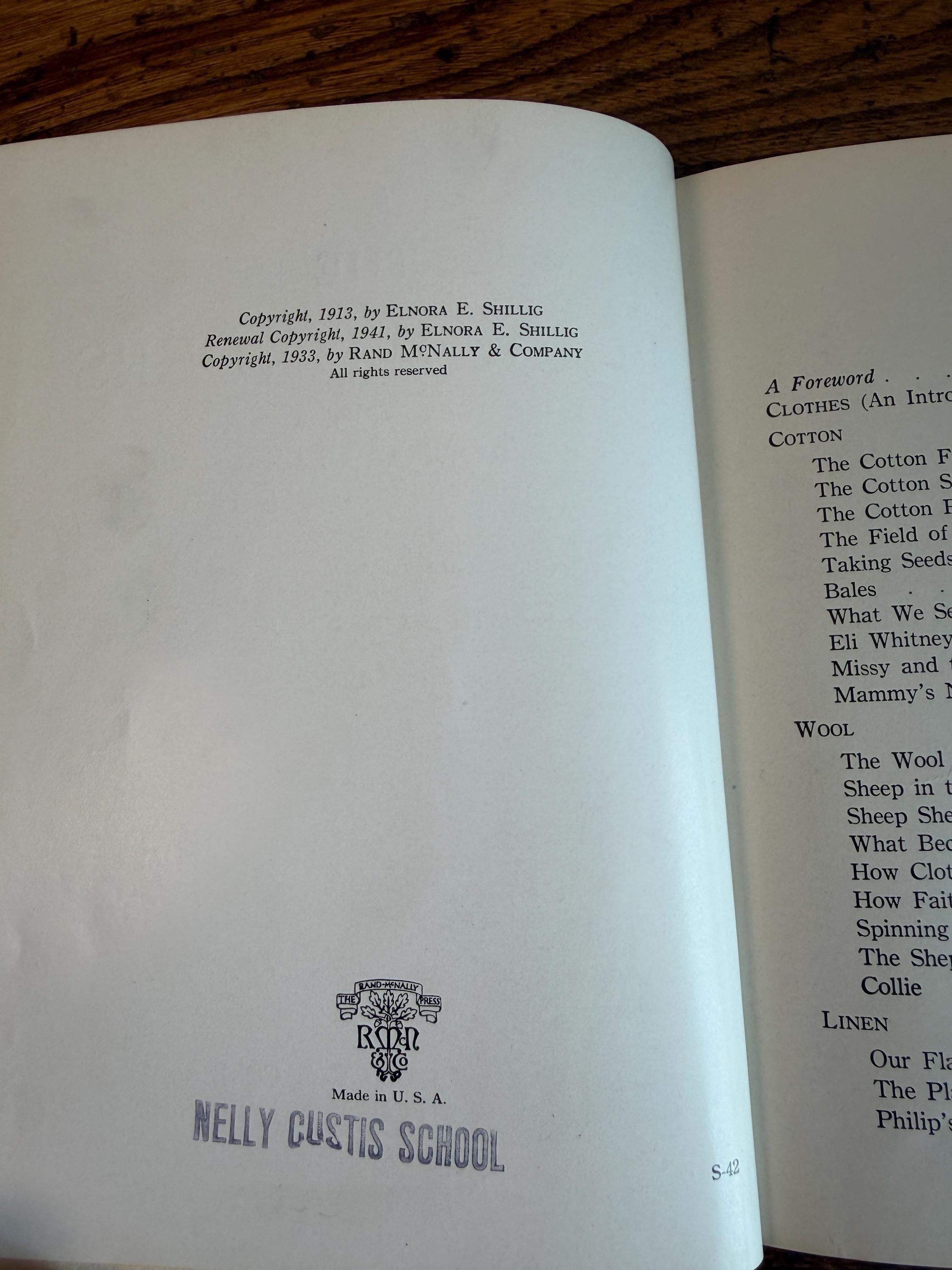 THE FOUR WONDERS Cotton - Wool - Linen - Silk by Elnora E. Shillig | 1913 Hardback