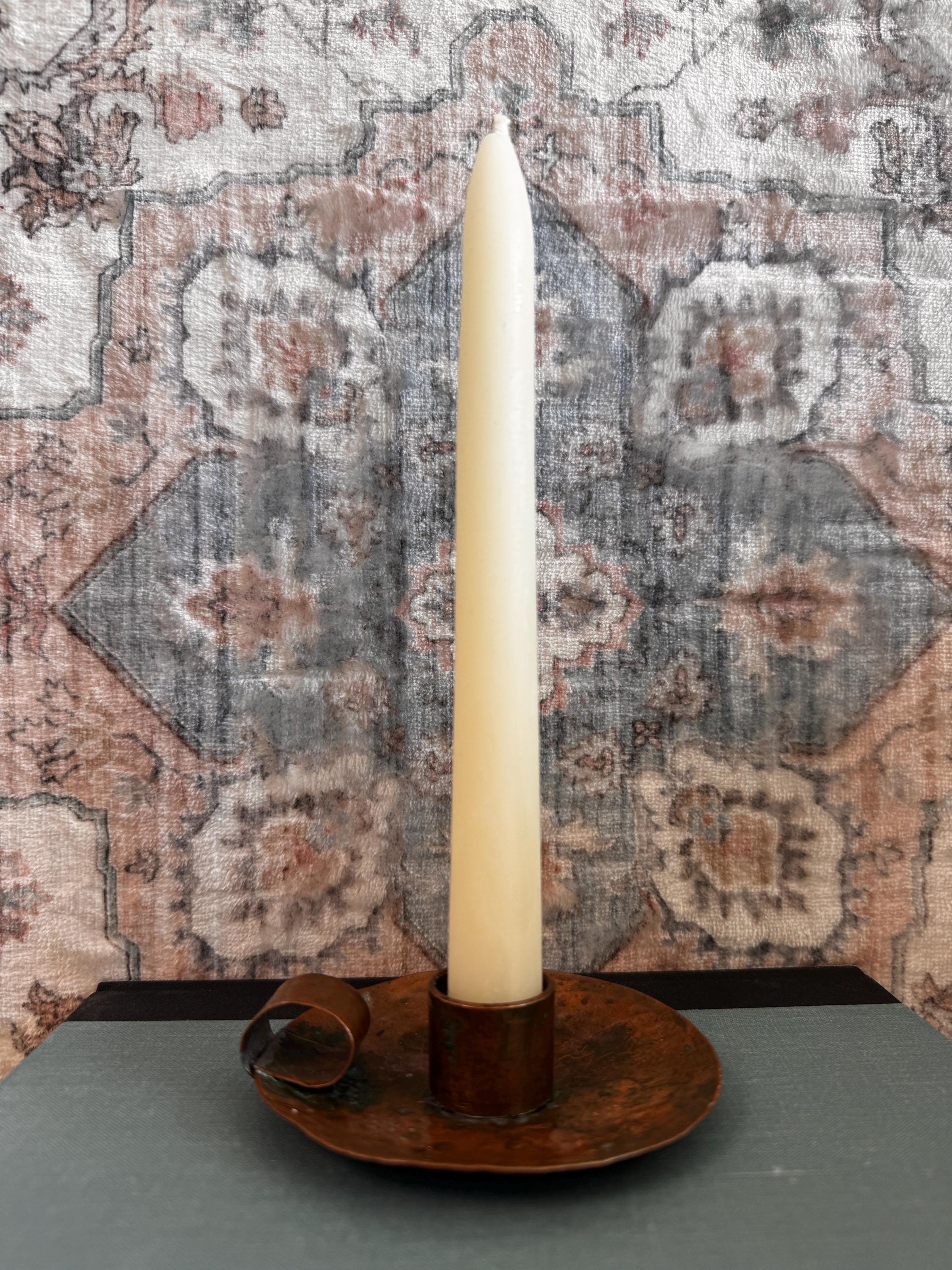 Hammered Copper Chamberstick Candle Holder with Finger Loop