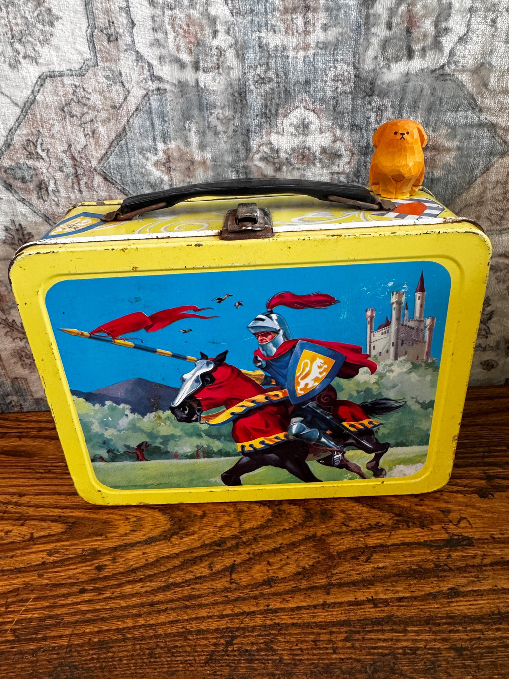 Vintage Metal Lunchbox with Knight and Castle Artwork