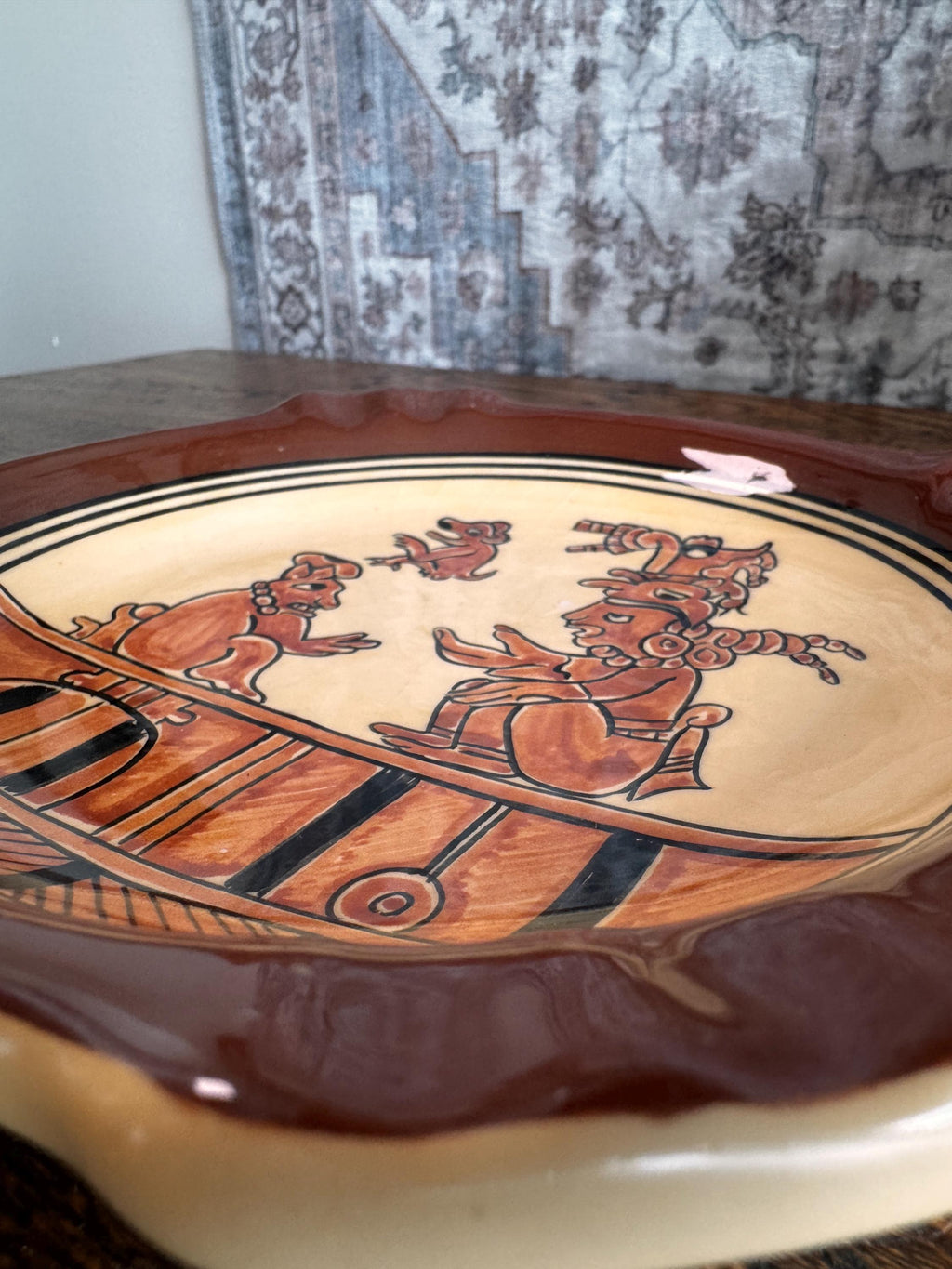 Ixbalanque Decorative Ceramic Plate with Mayan Motif