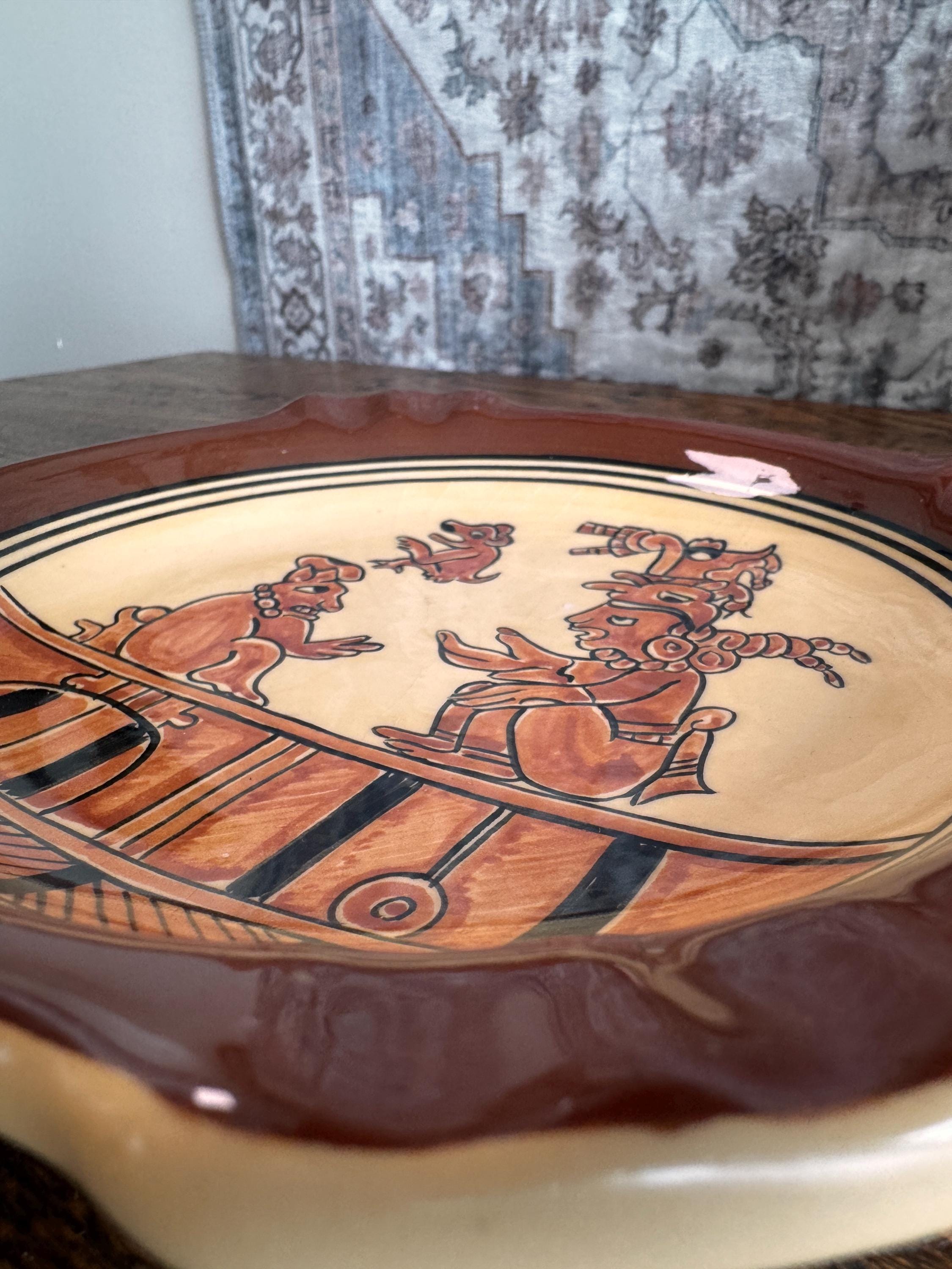Ixbalanque Decorative Ceramic Plate with Mayan Motif