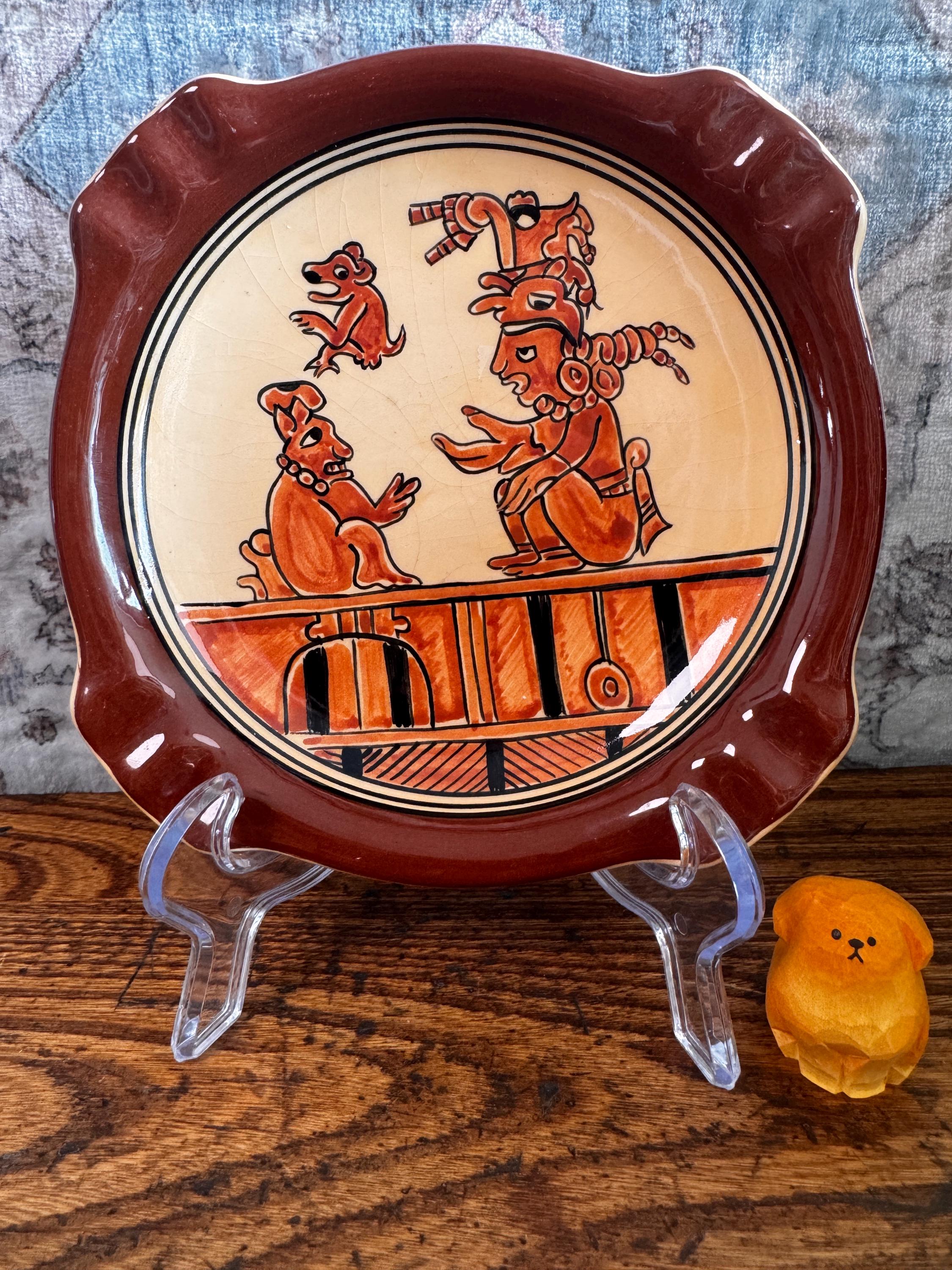 Ixbalanque Decorative Ceramic Plate with Mayan Motif